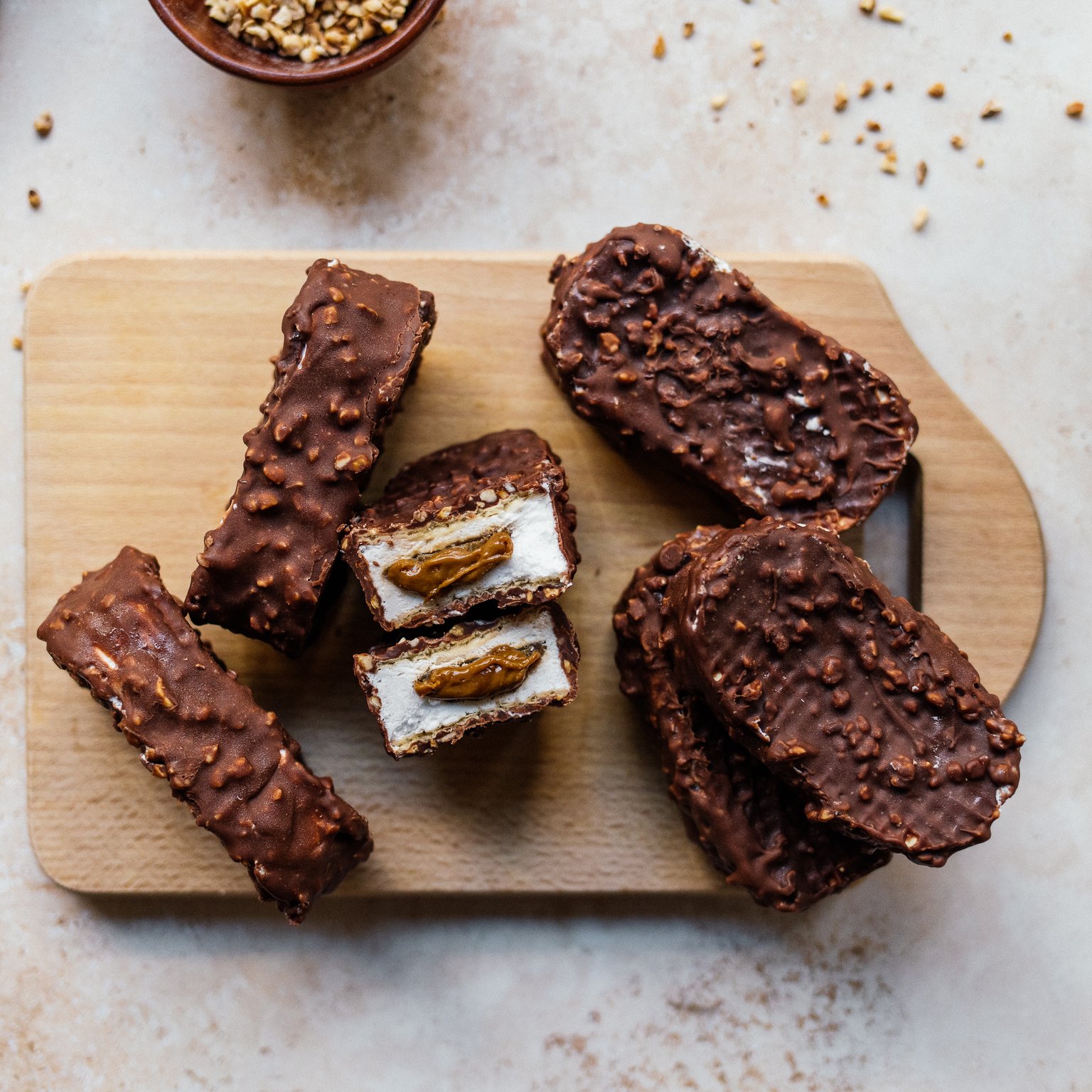 Vegan Icebox Milk Chocolate Bars with Caramel Core (Kinder Maxi King)