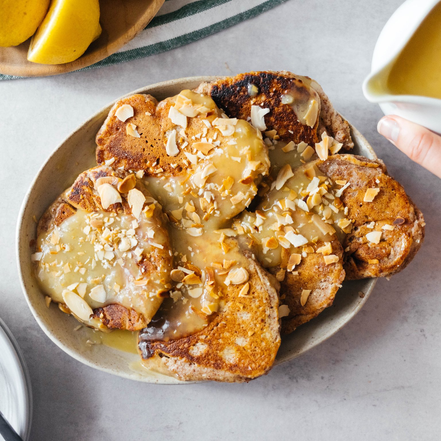 Vegan Almond Pancakes with Homemade Lemon Curd