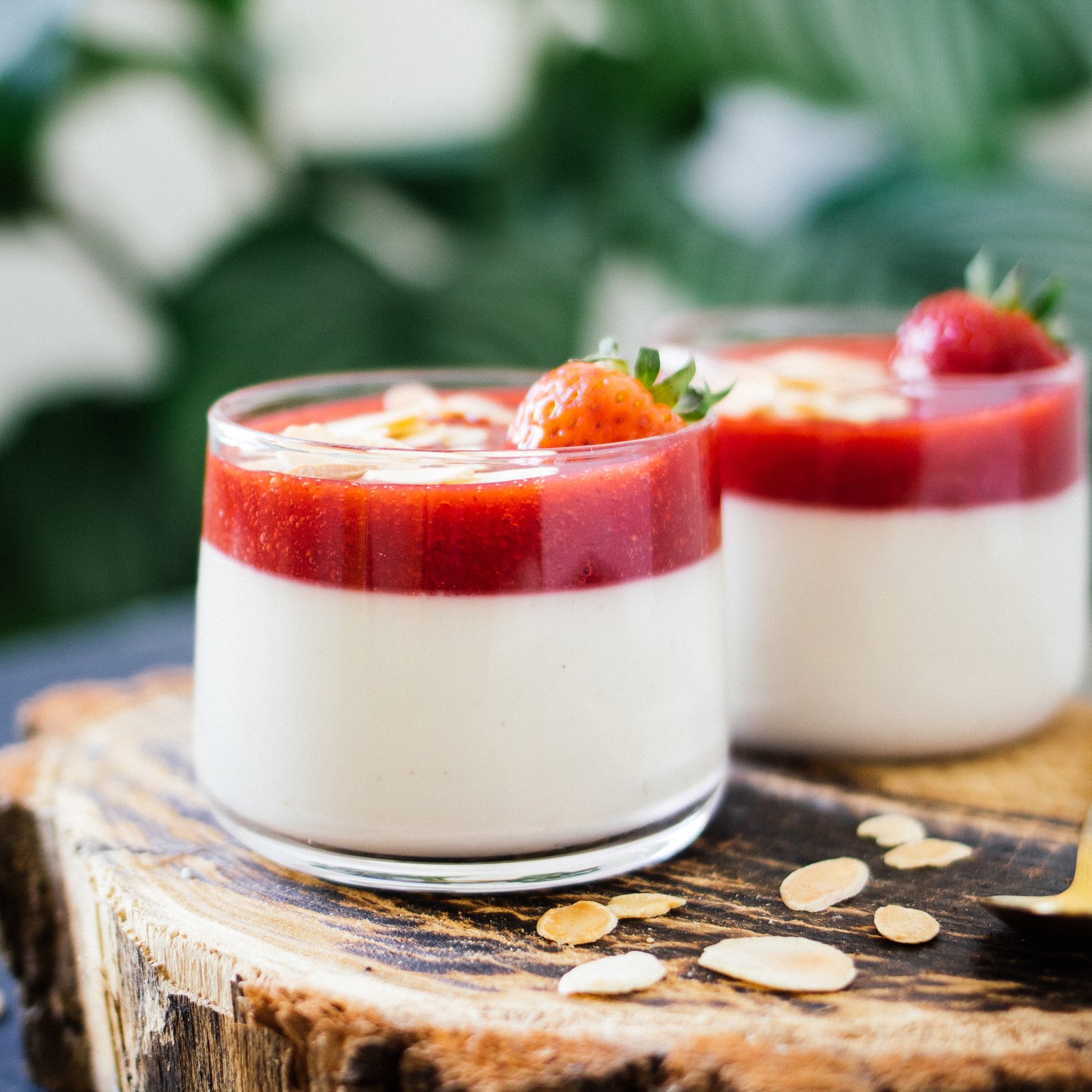 Vegan Coconut Panna Cotta with Strawberry Sauce