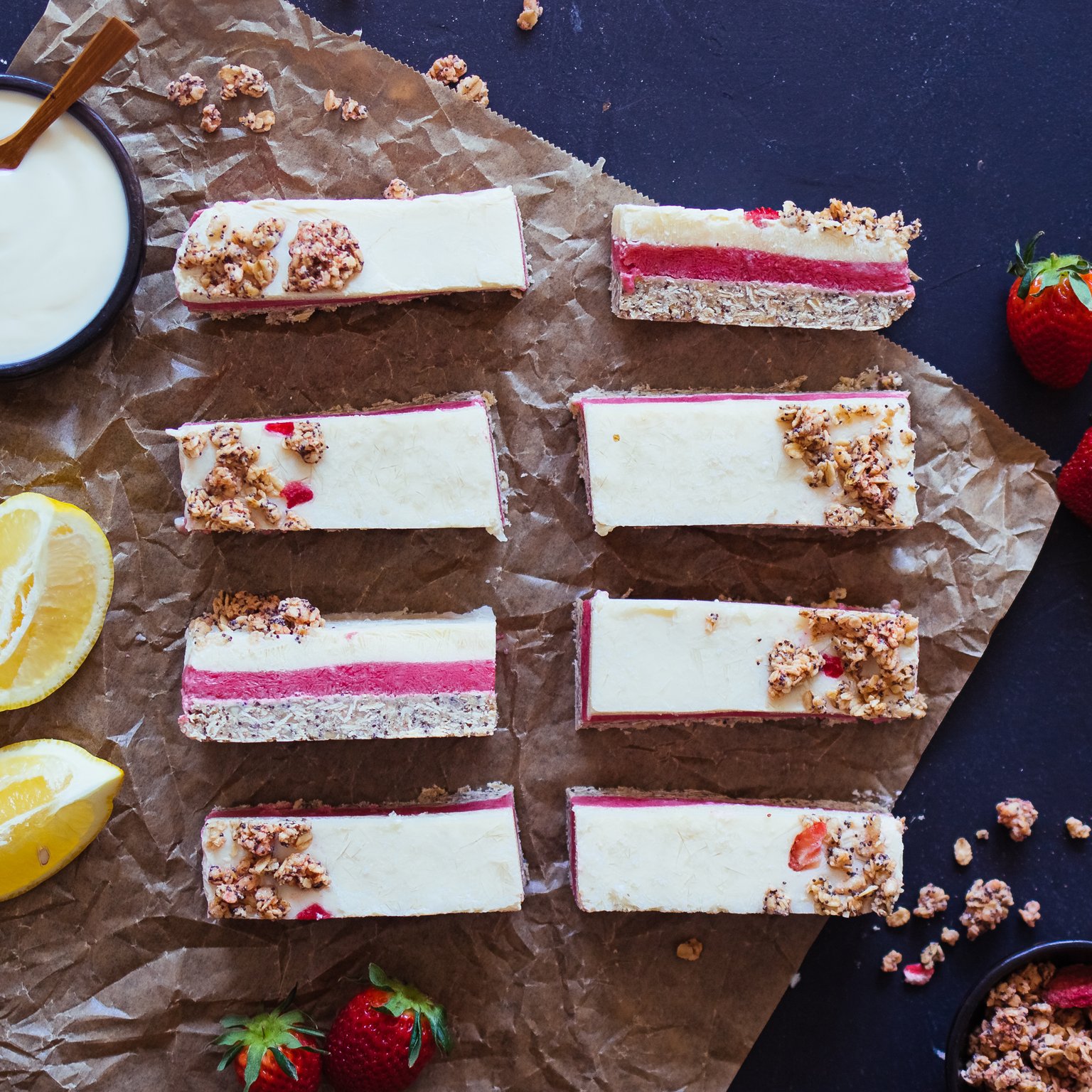 Vegan Frozen Strawberry Bars