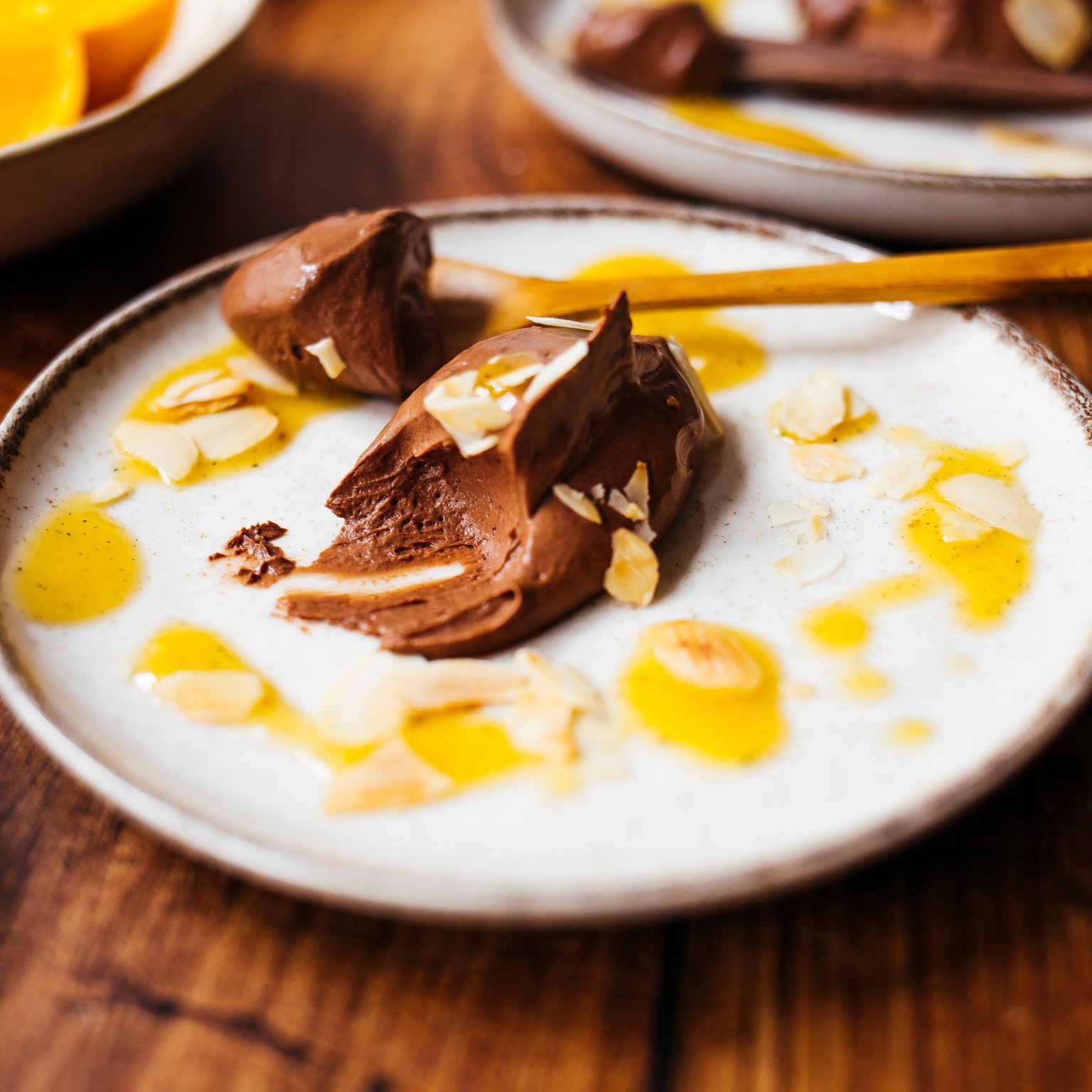 Vegan Chocolate Mousse (made from just 2 ingredients) with Orange and Vanilla sauce