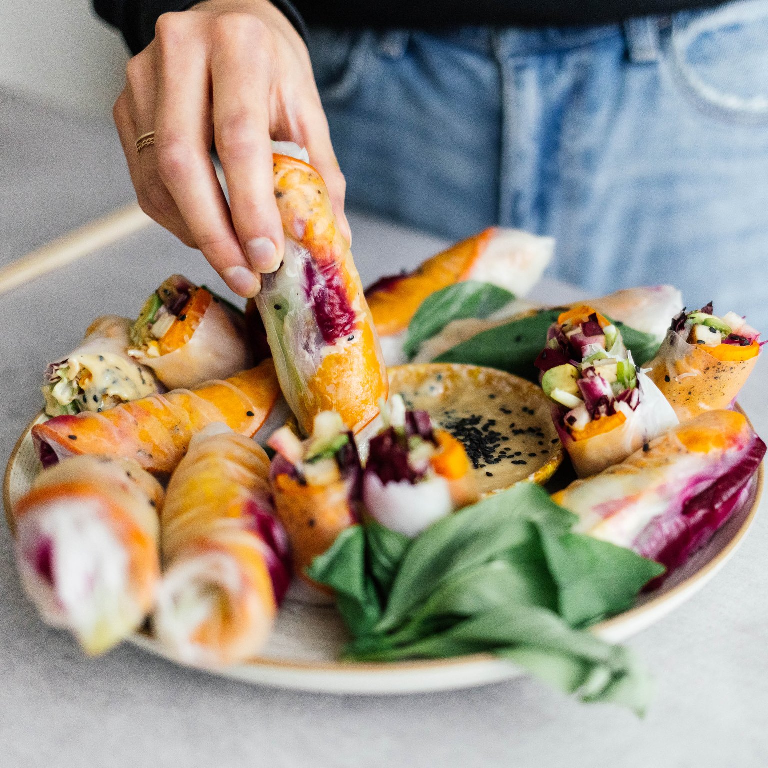 Vegane Herbstrollen mit Kürbis