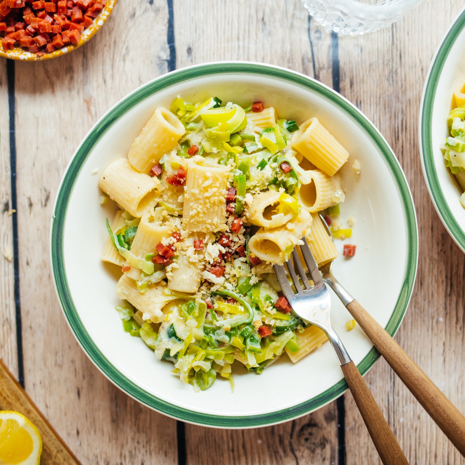Karamellisierte Lauch-Pasta
