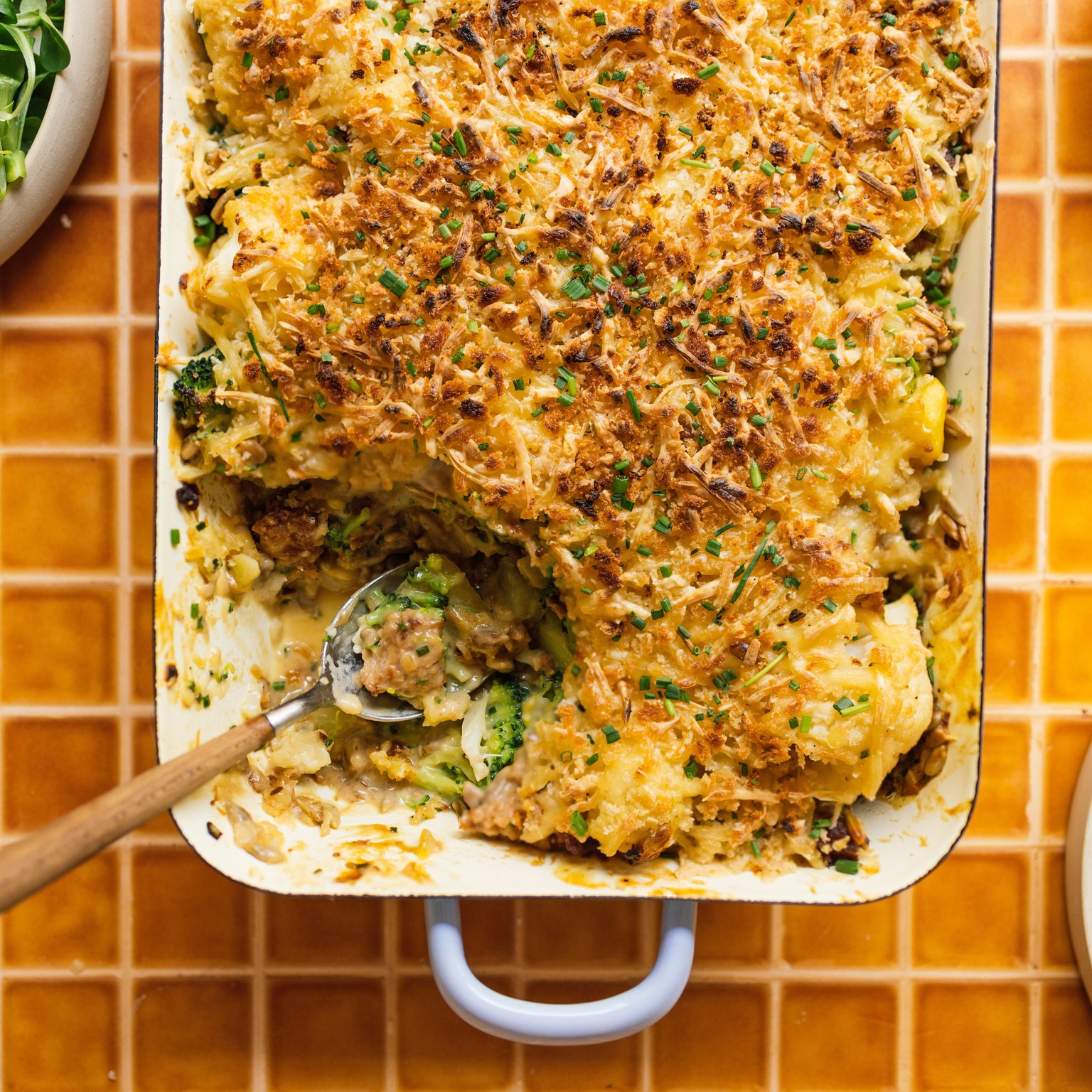 Cauliflower-Broccoli Casserole with Vegan Mince