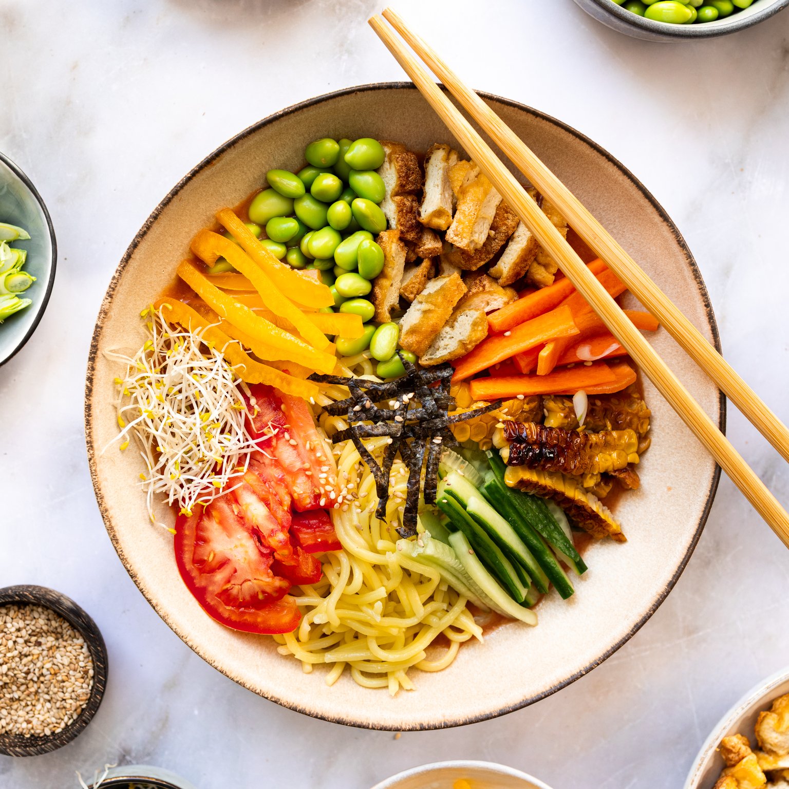 Vegan Cold Tomato Ramen (Hiyashi Ramen)