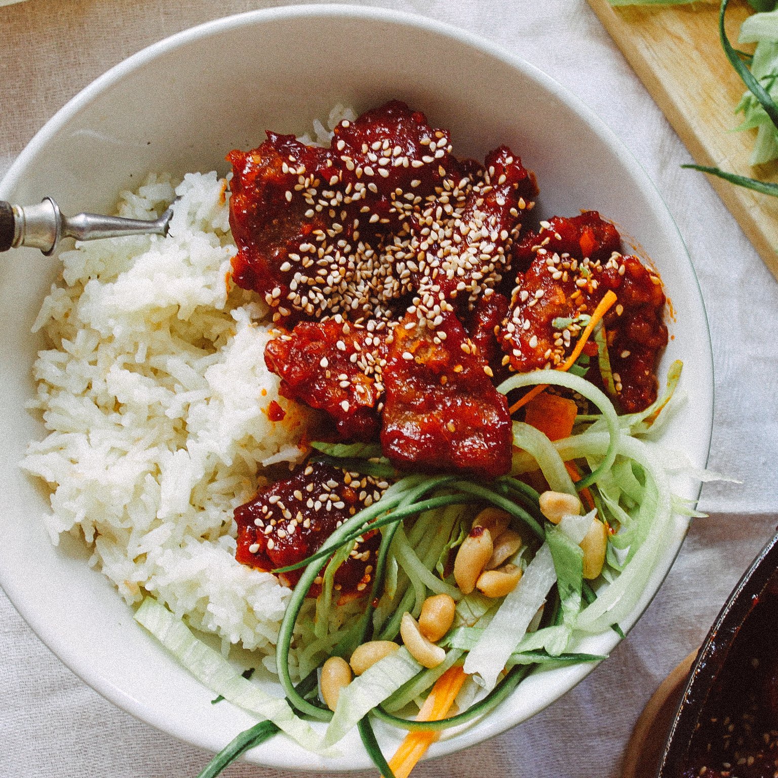 Veganes süß-scharfes Hühnchen