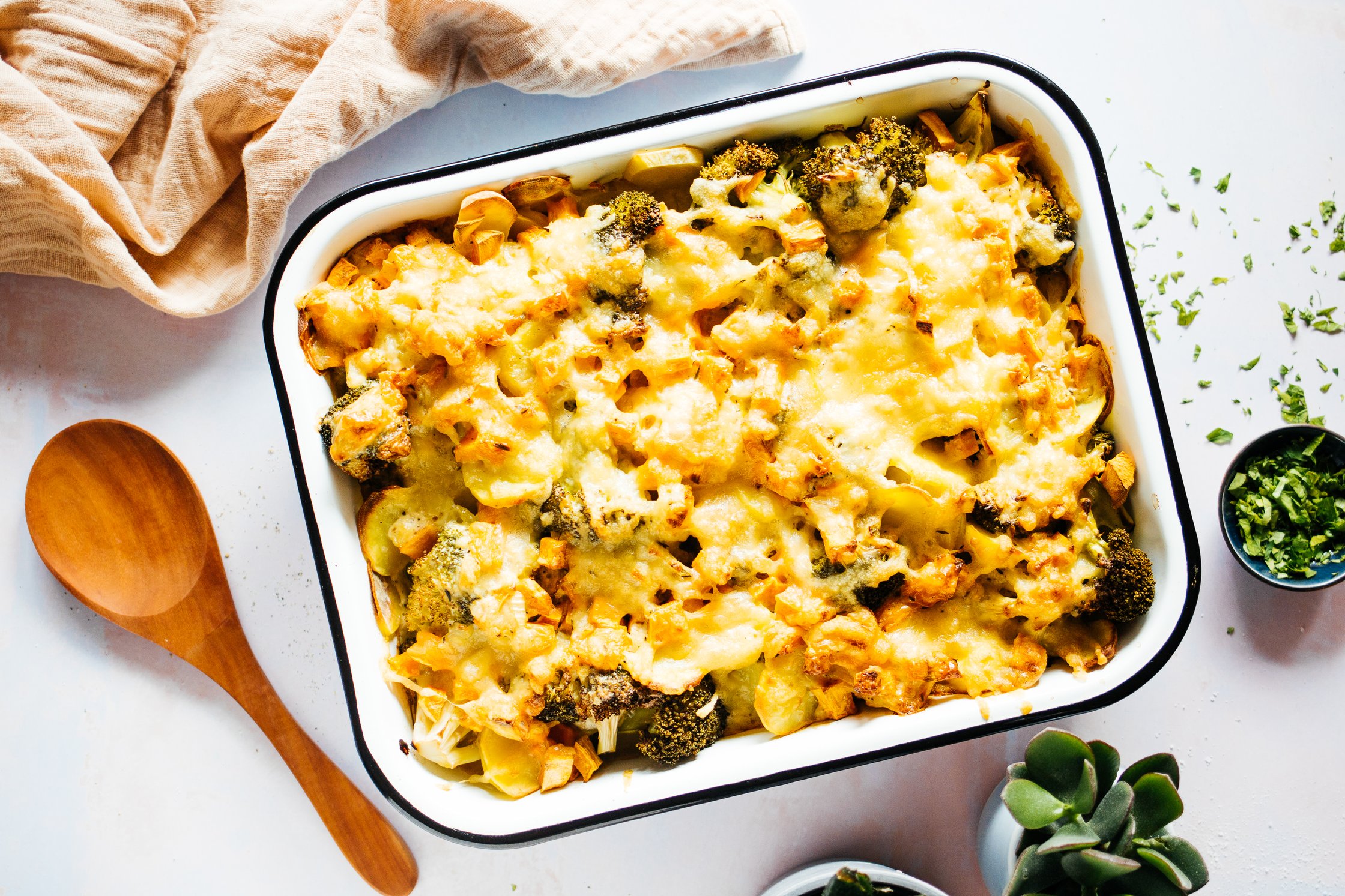 vegan casserole with melted cheese