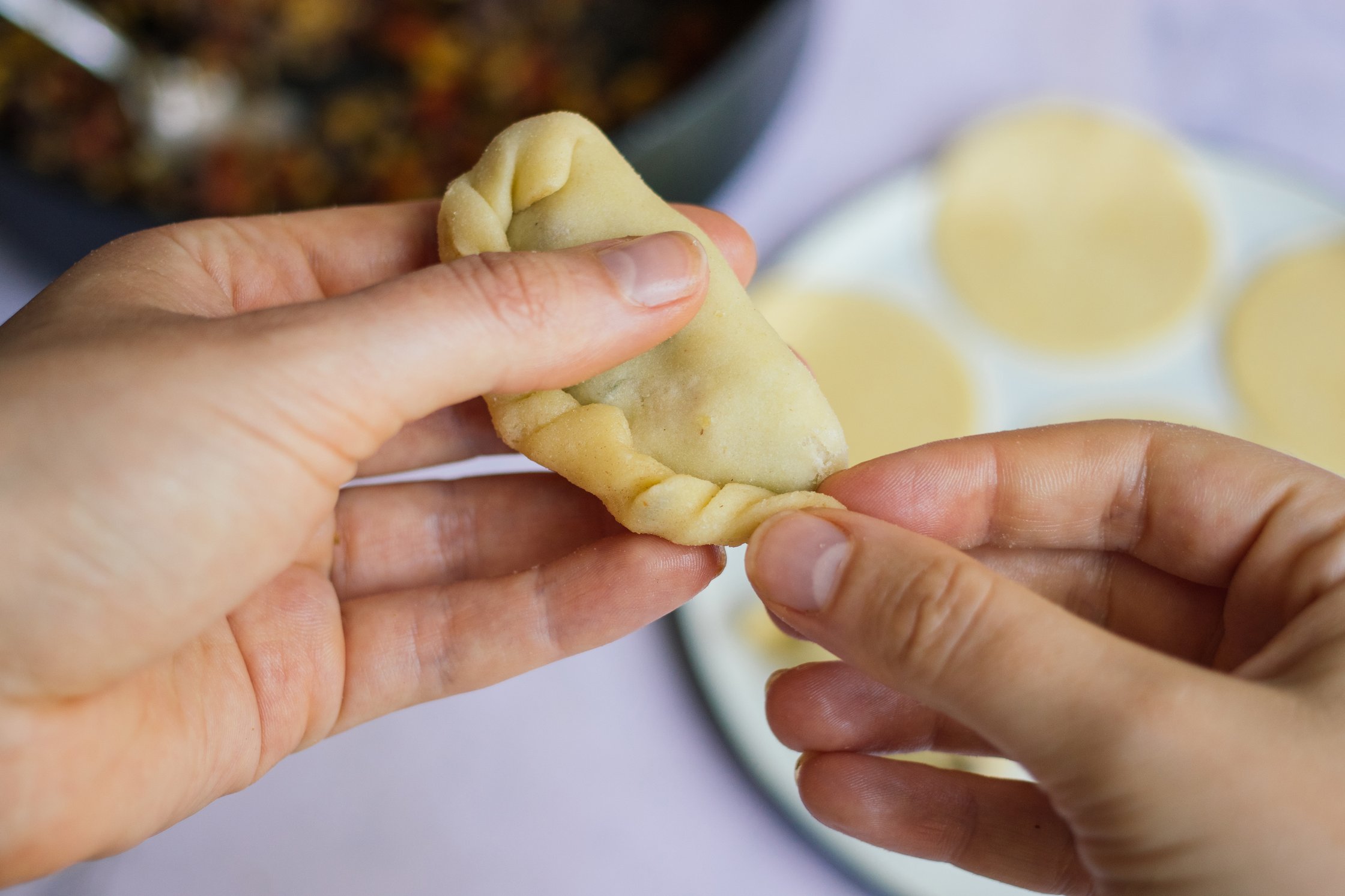 folding vegan empanadas
