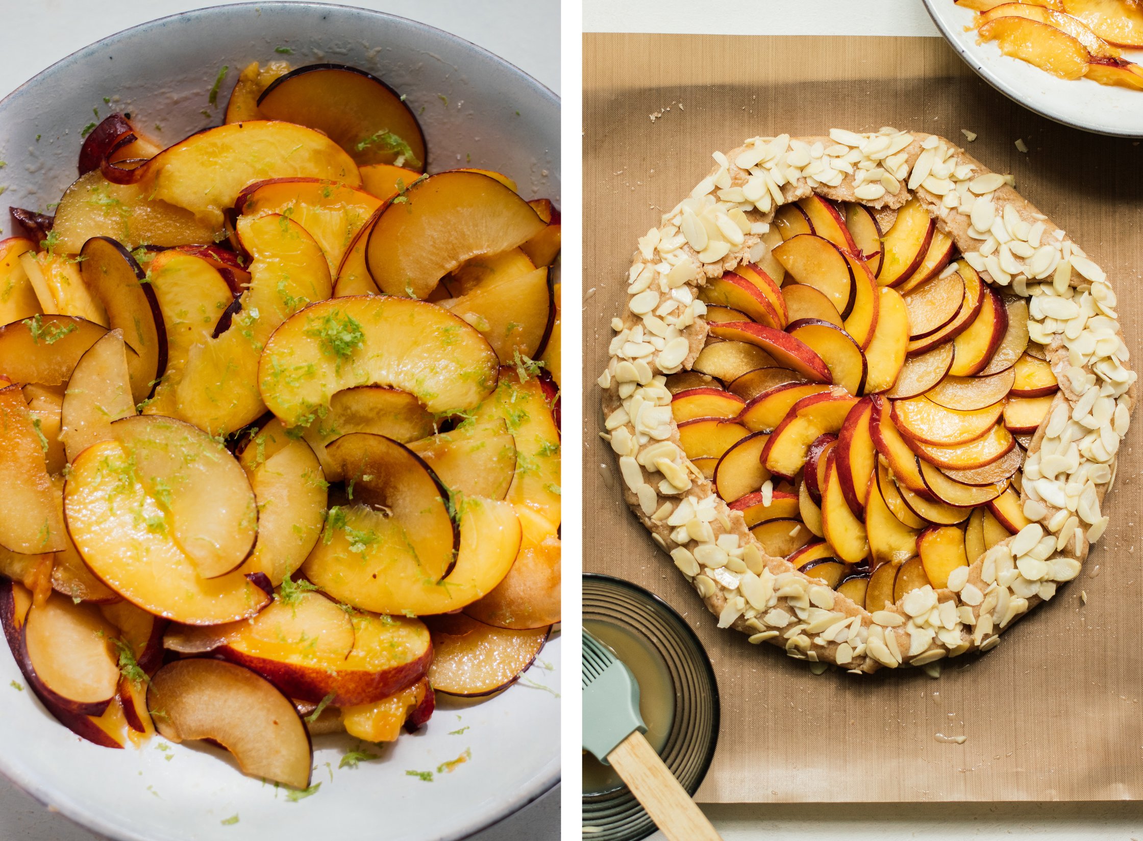 cut nectarines for vegan galette