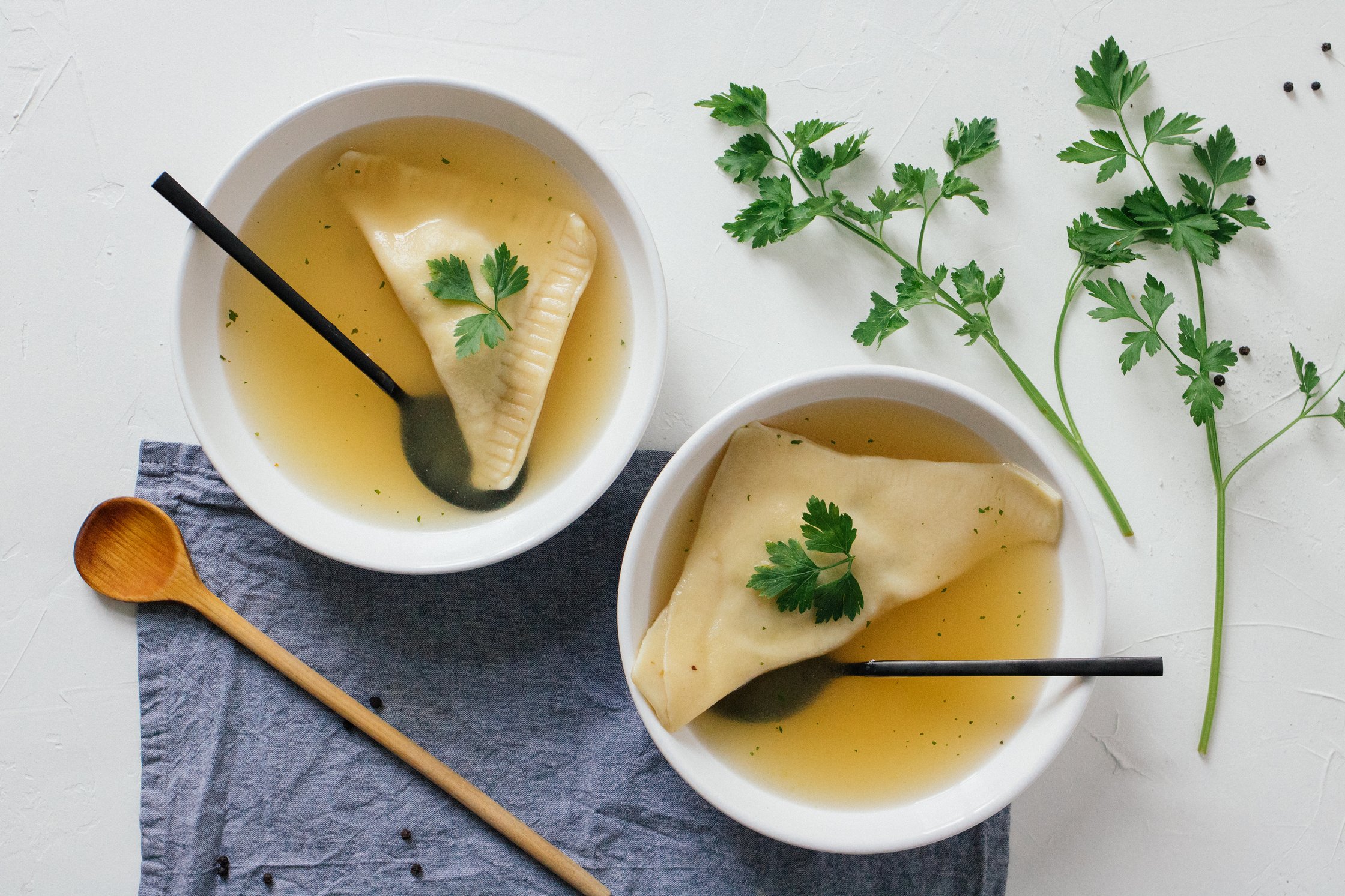 swabian pockets in veggie stock