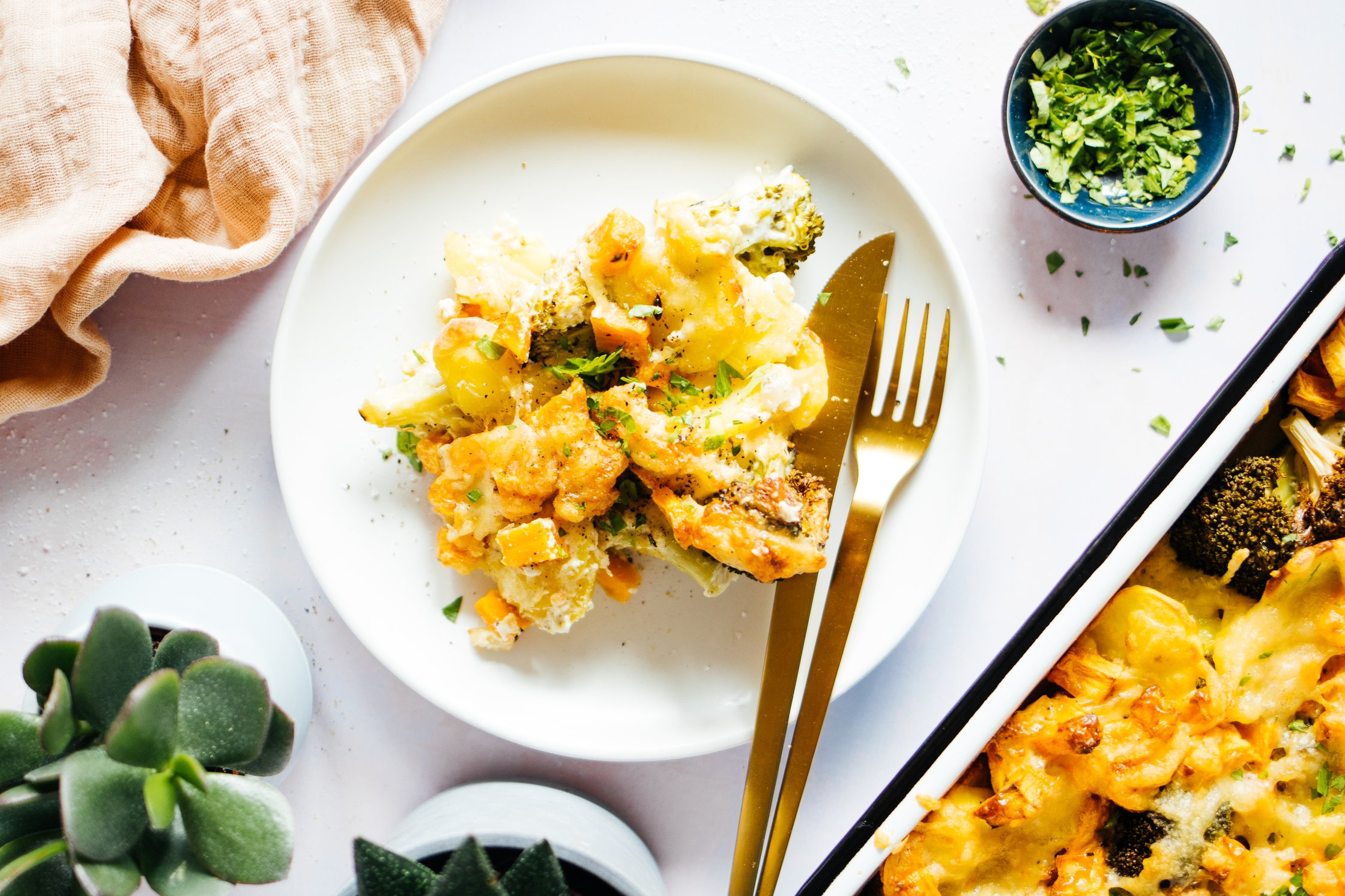 a plate with vegan casserole