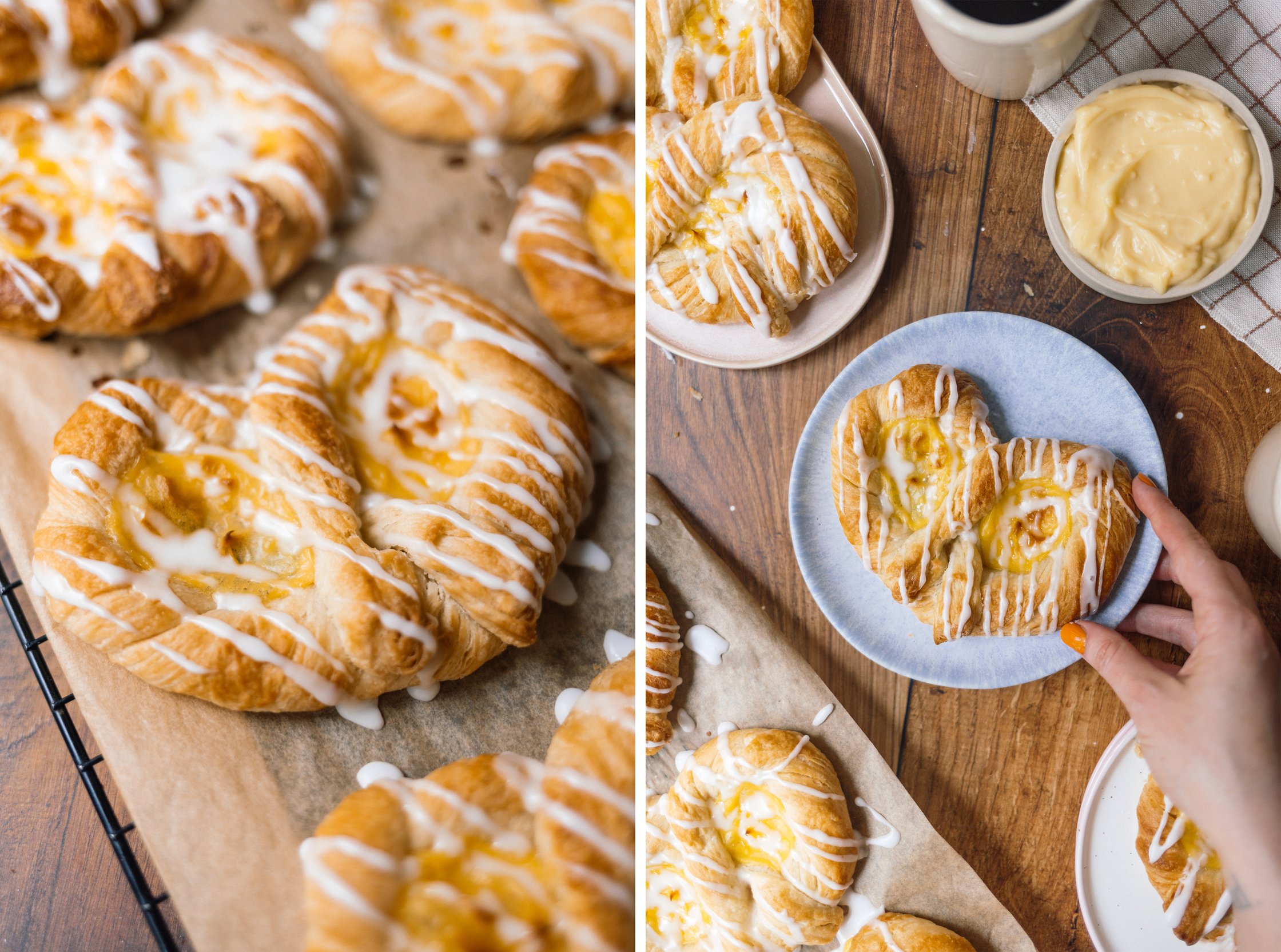 Vegan German Pudding Pretzel on a plate (Custard-Filled Pastry)
