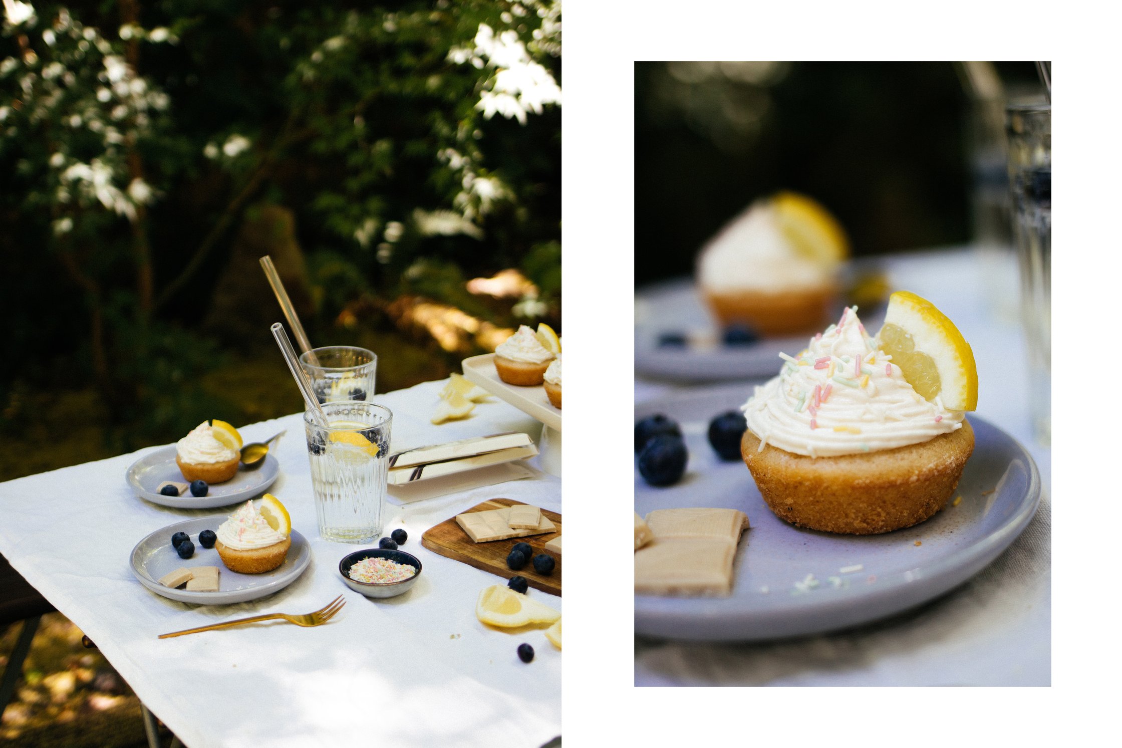 well-laid table with vegan cupcakes