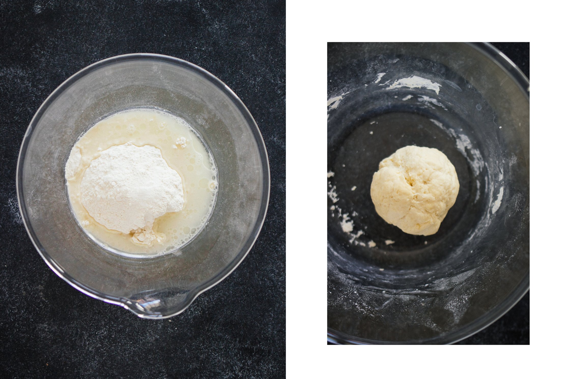 vegan strudel dough in a glass bowl