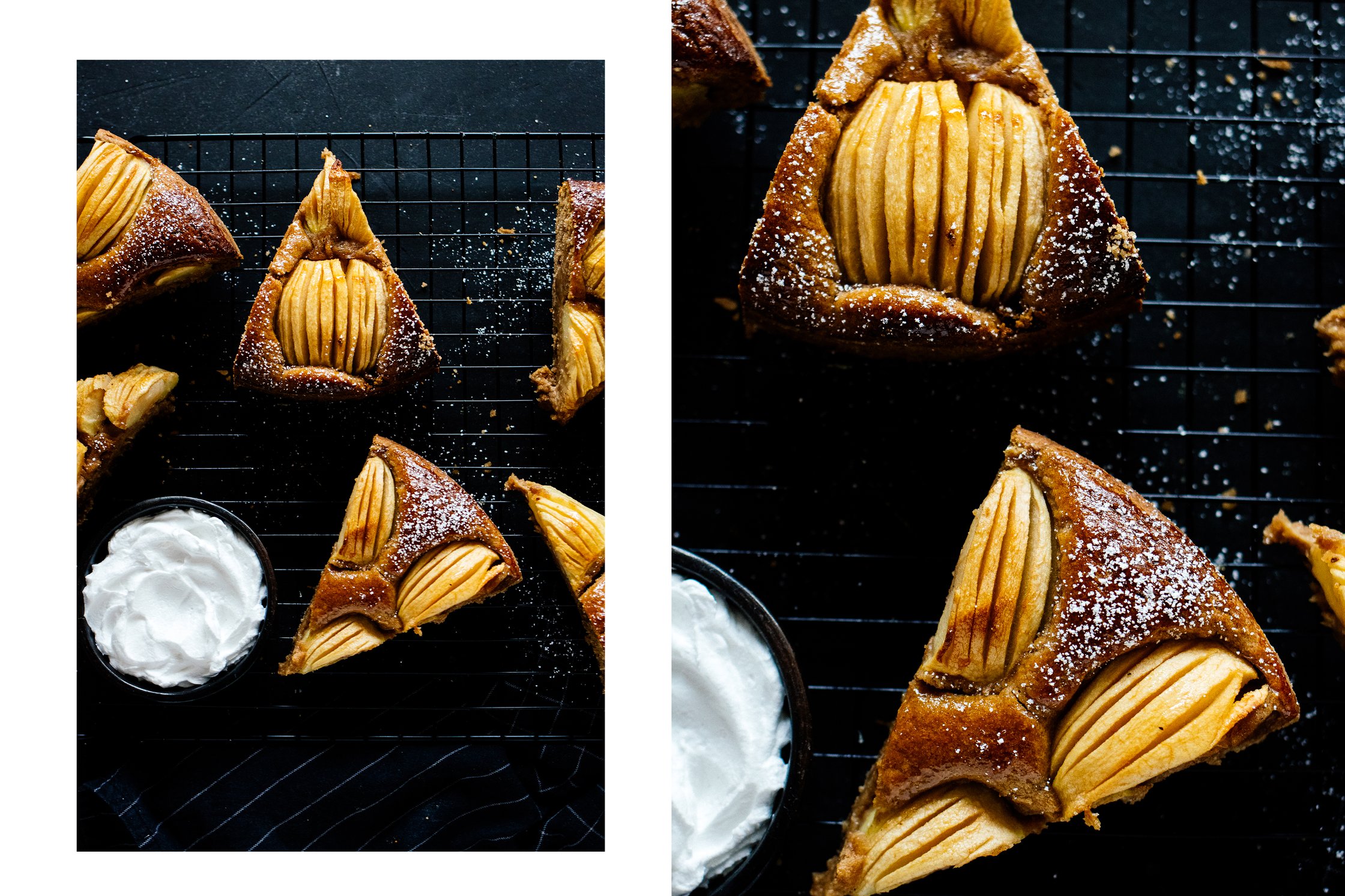 veganer versunkener Apfelkuchen auf einem Gitter