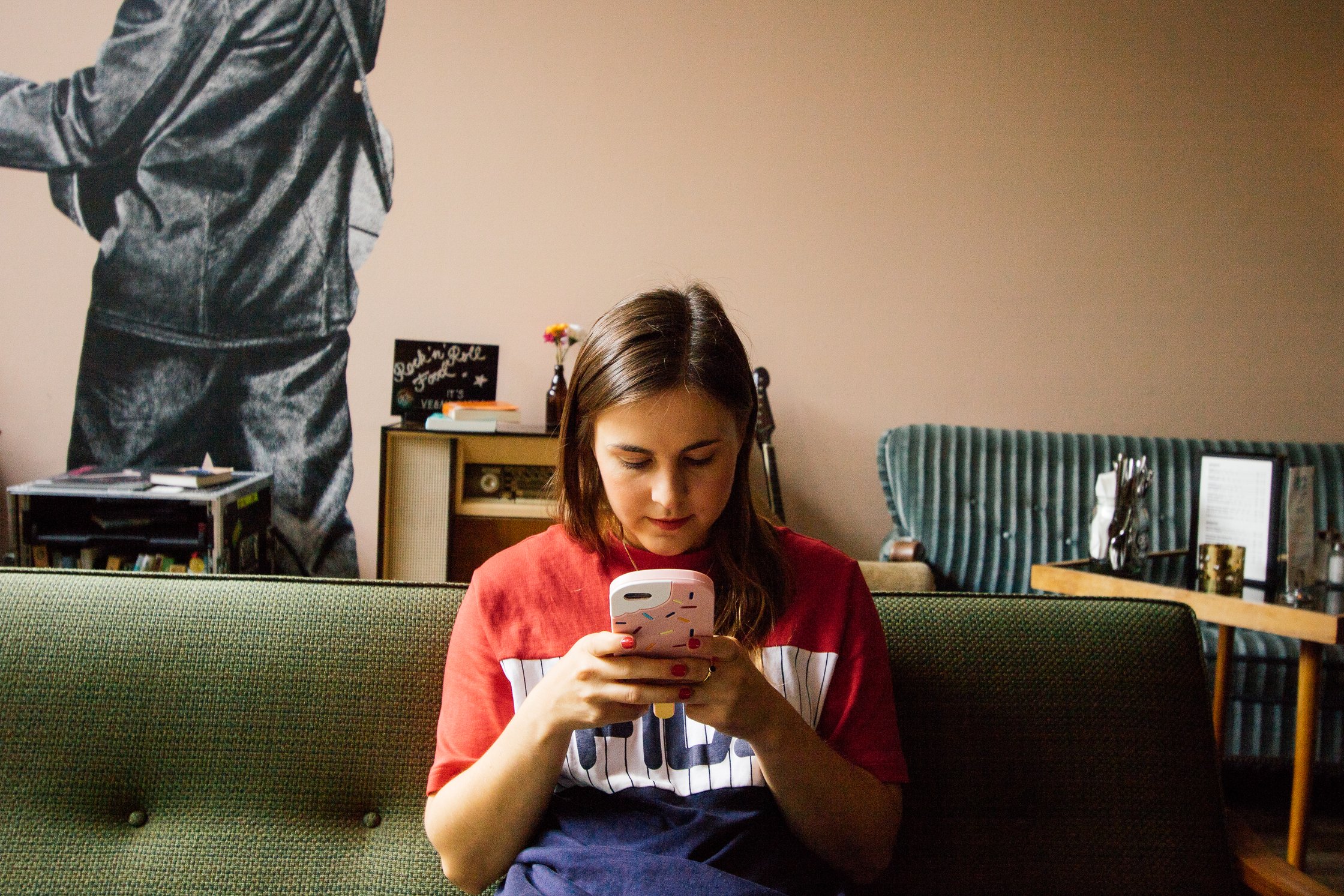 Isa sitting on couch