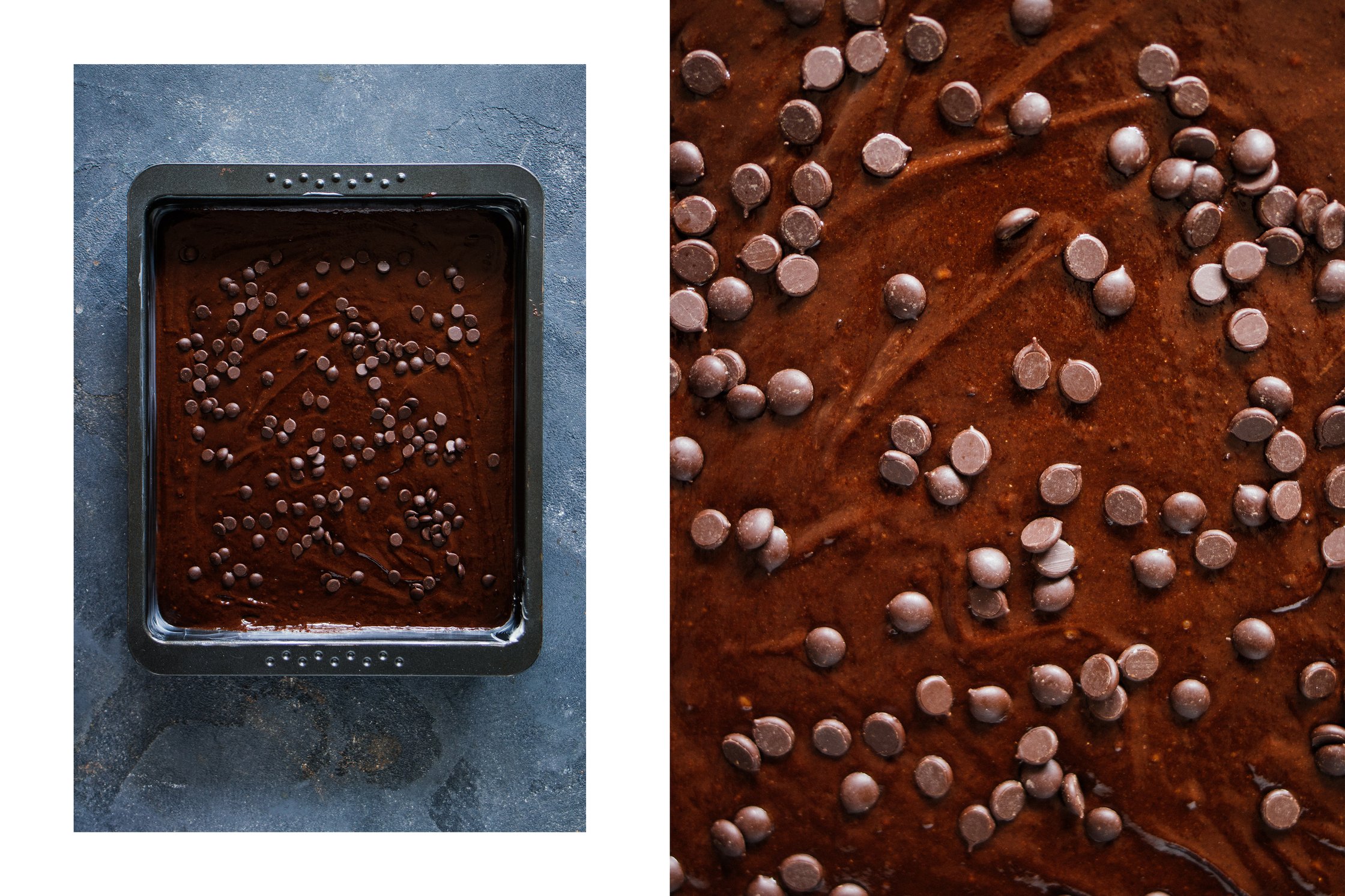vegan brownie dough in a baking tin