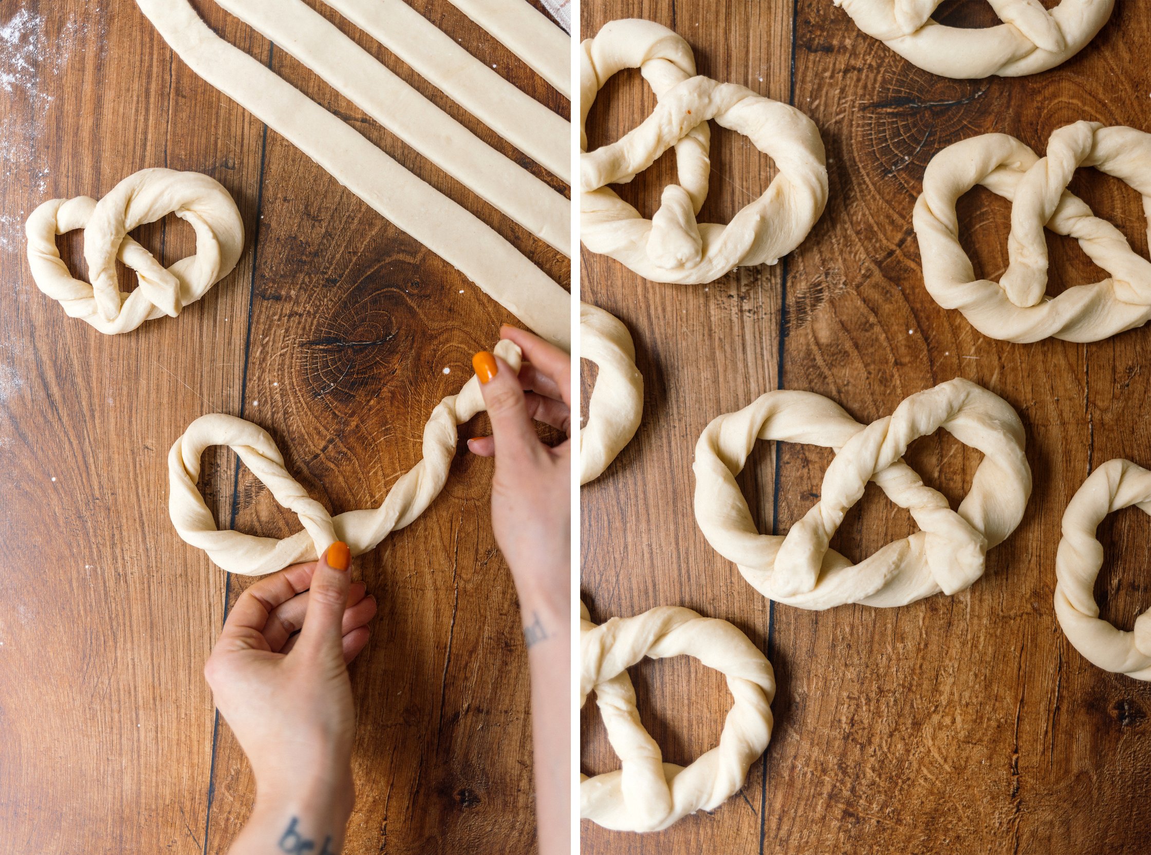 shaping Vegan German Pudding Pretzel