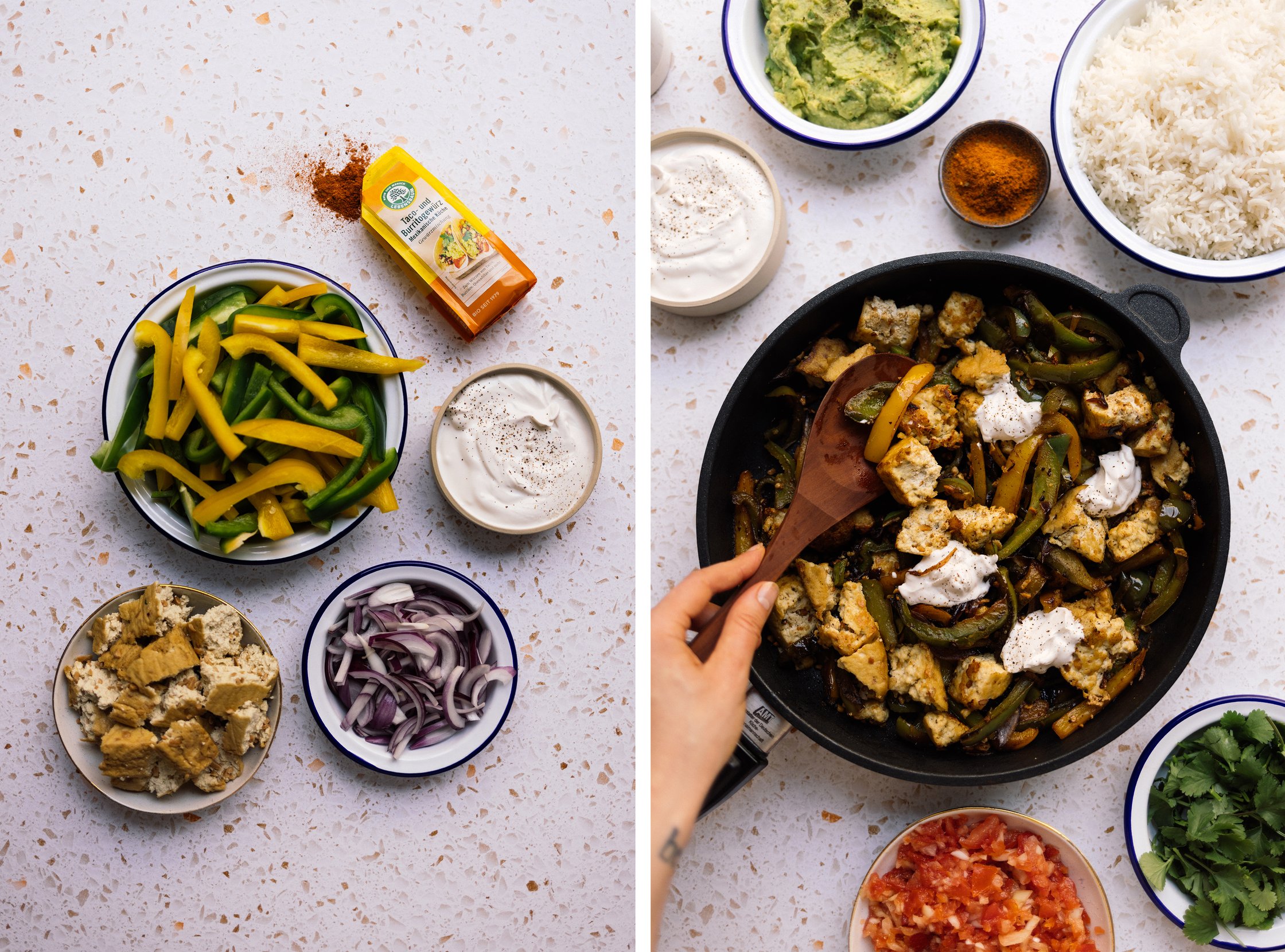 5 ingredients for tofu fajitas