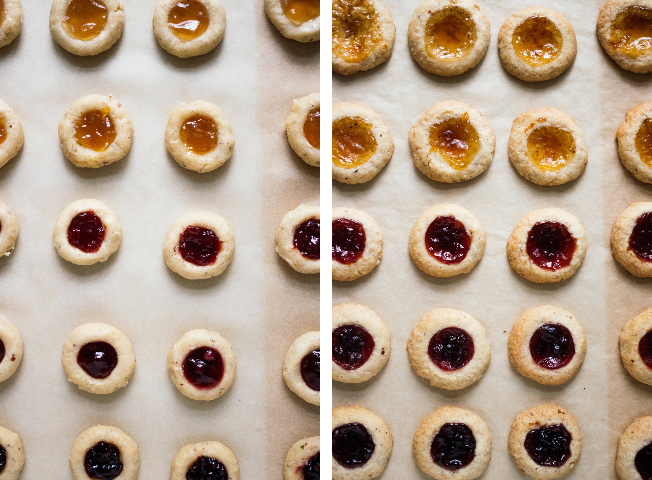 vegane husarenkrapfen vor und nach dem backen