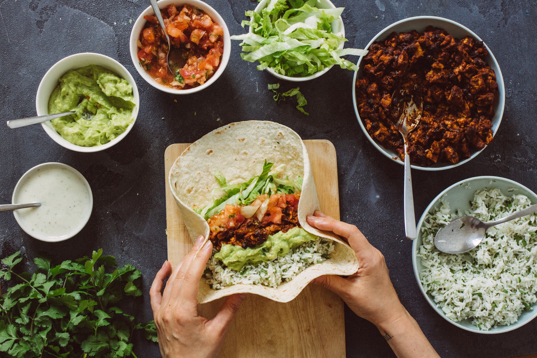 rolling vegan burrito