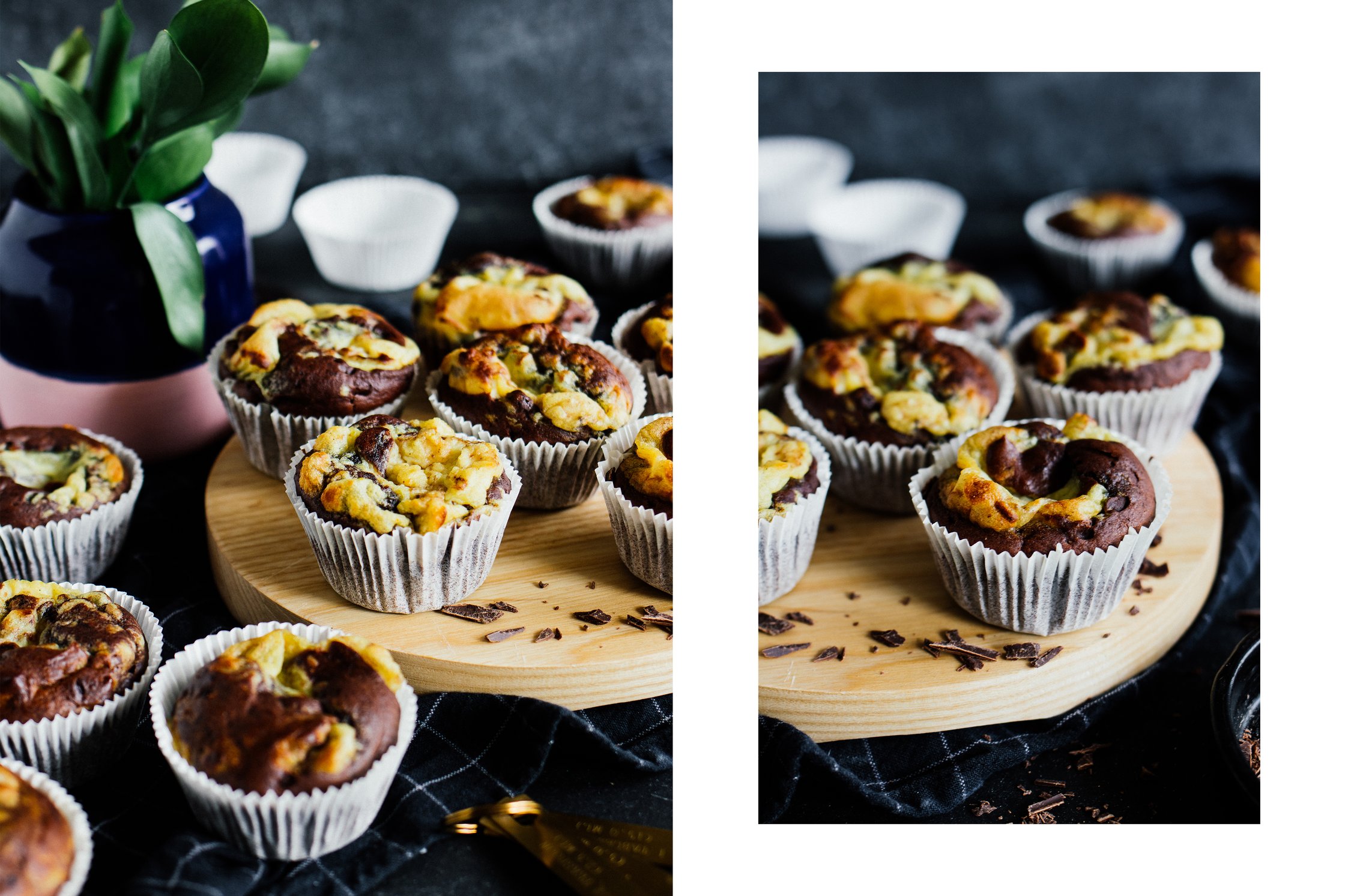 vegan chocolate cheesecake muffins