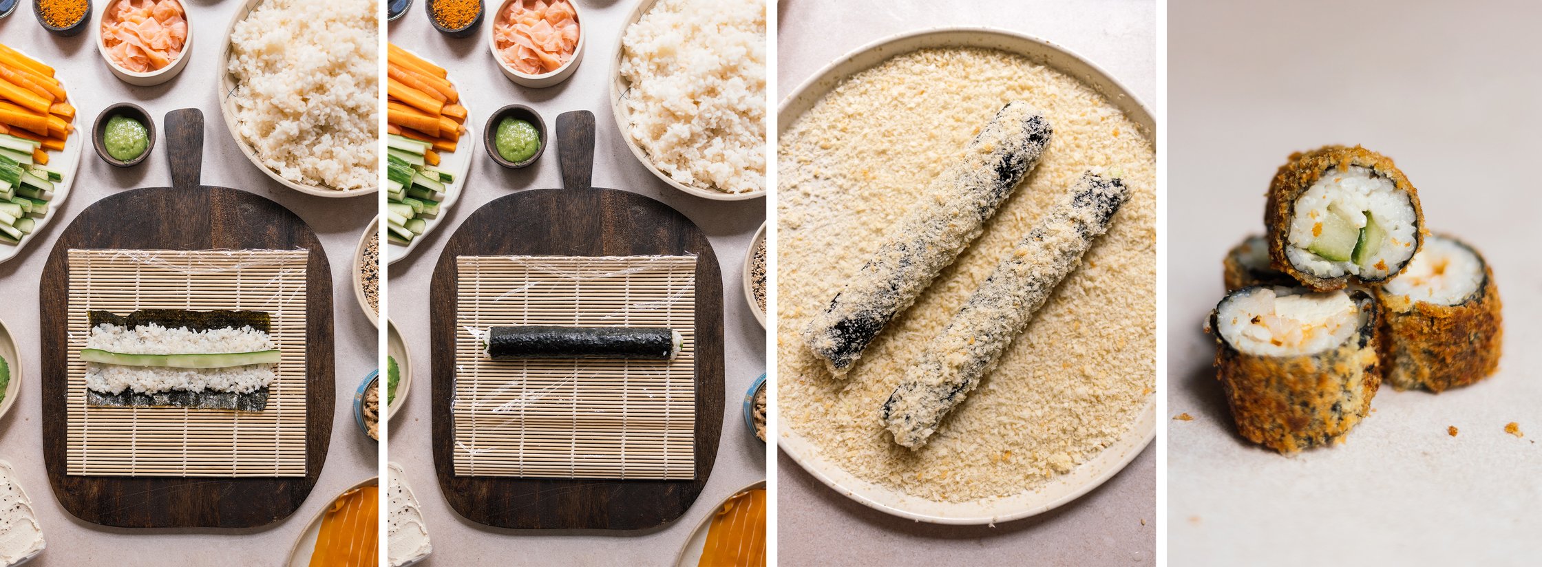 vegane Crispy Sushi Rollen formen