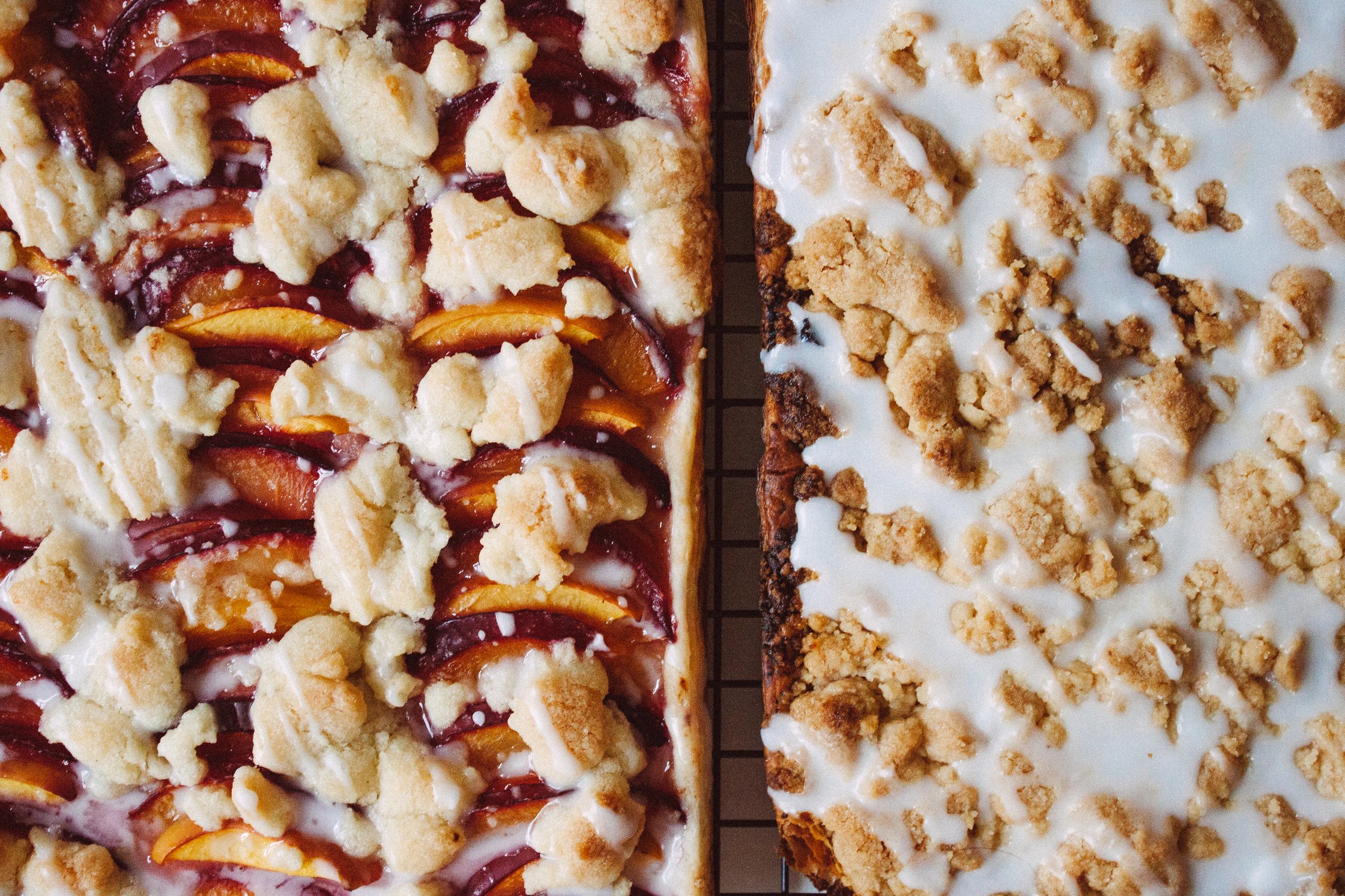closeup of baked cakes