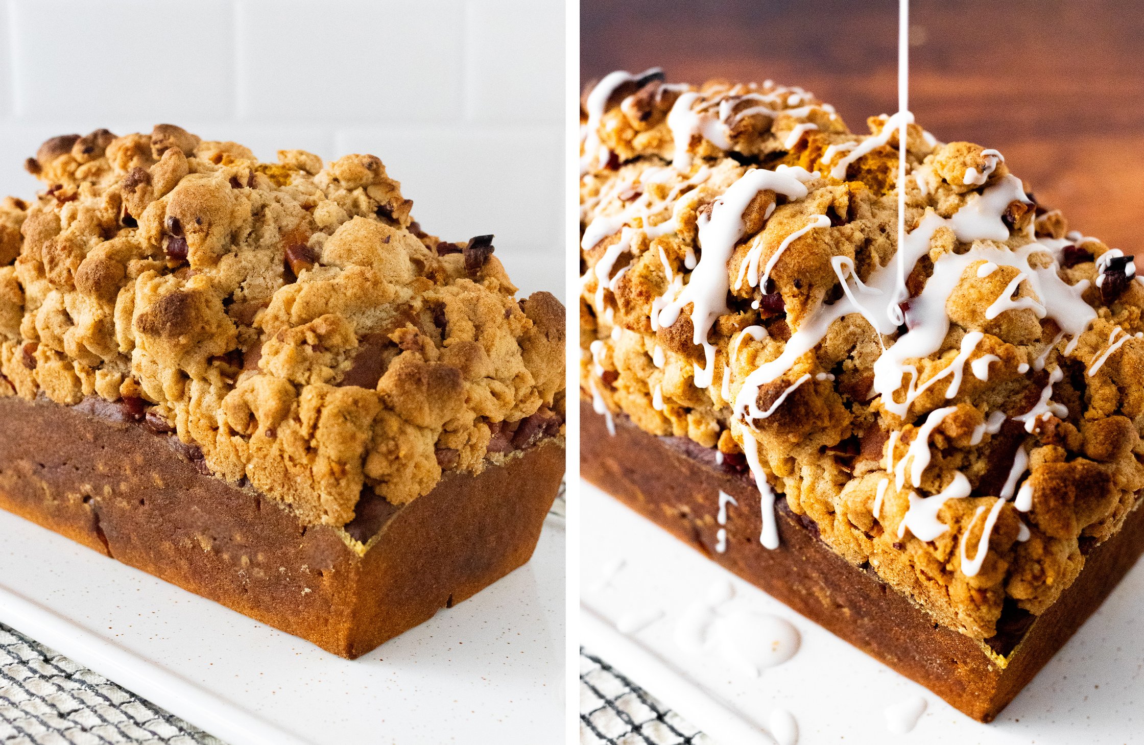 Pumpkin Banana Bread with drizzle