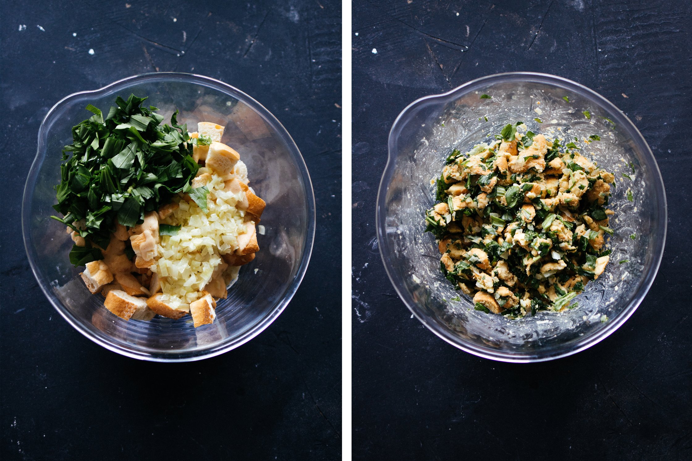 ingredients for vegan wild garlic dumplings