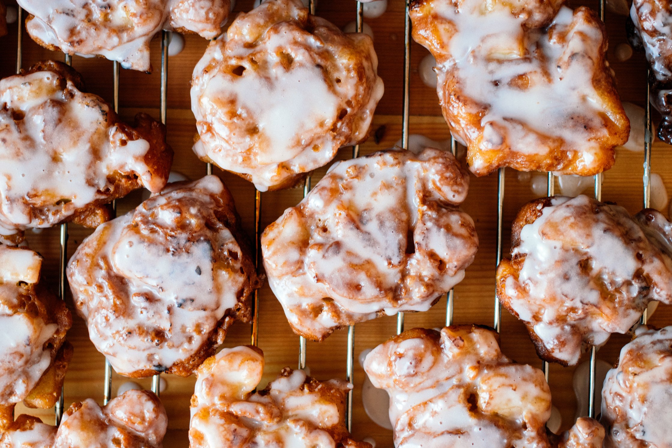 closeup of Vegan Apple Fritters