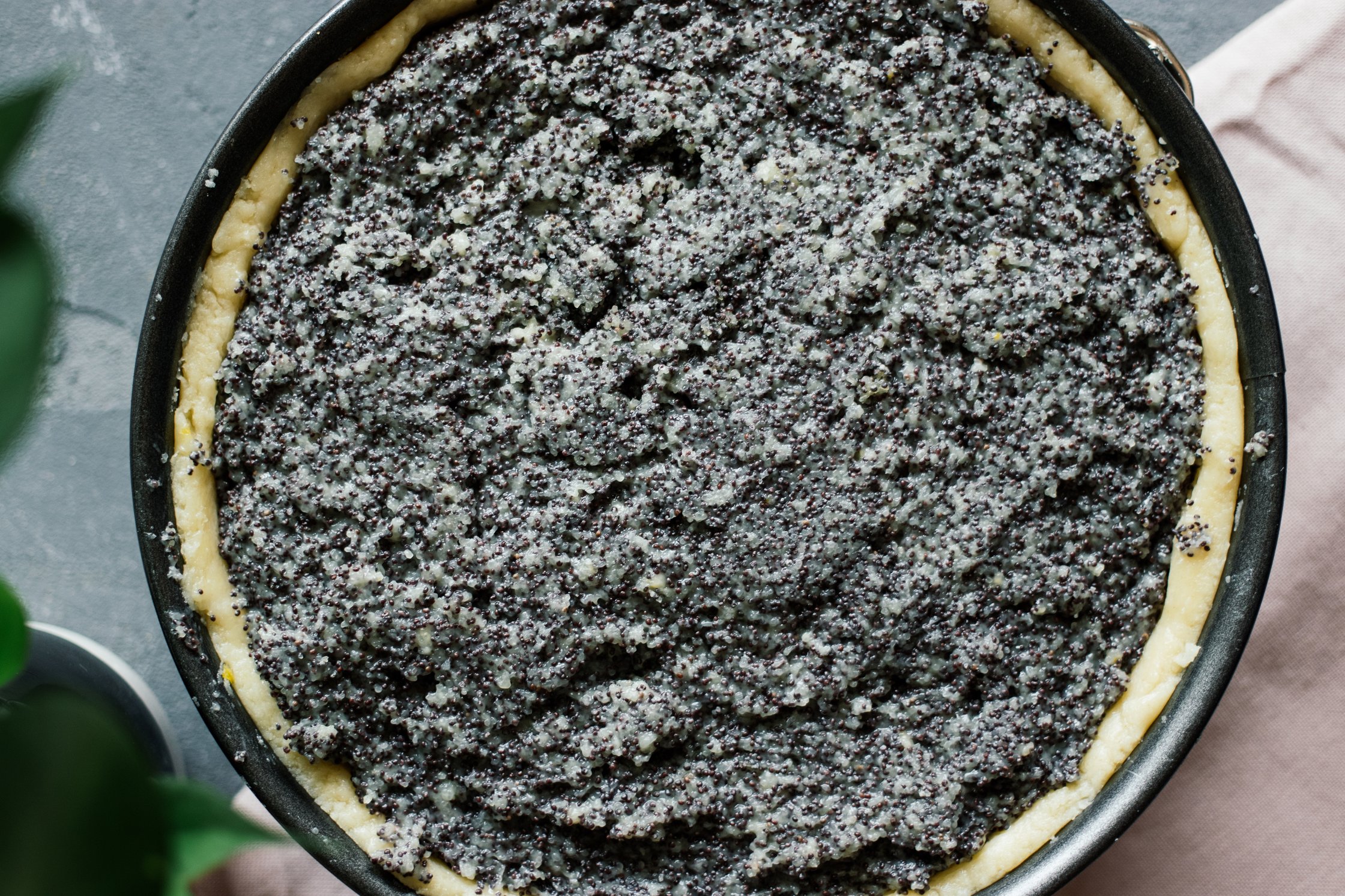 Vegan Poppy Seed Cake with Crumble Topping before baking