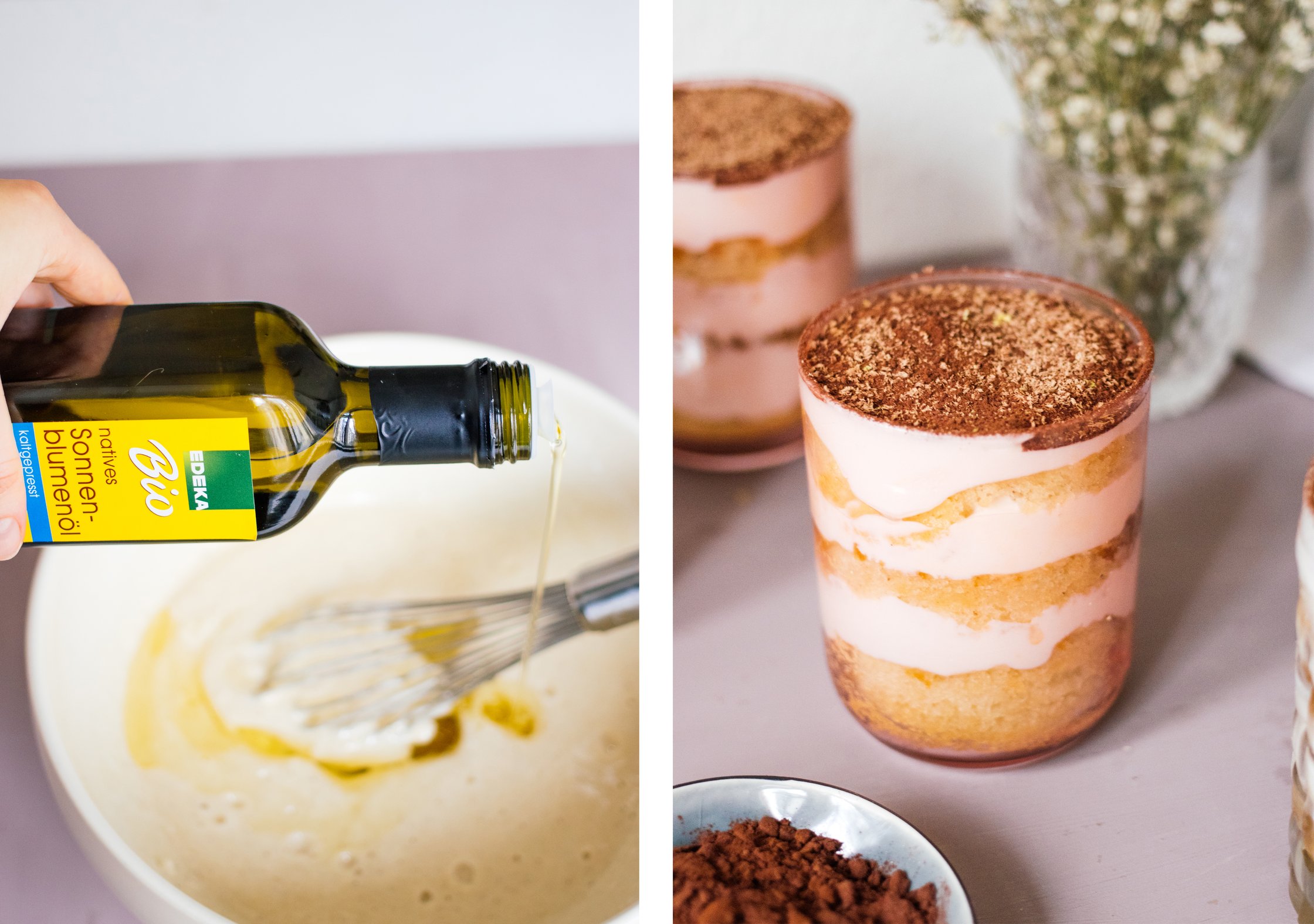 vegan tiramisu before and after