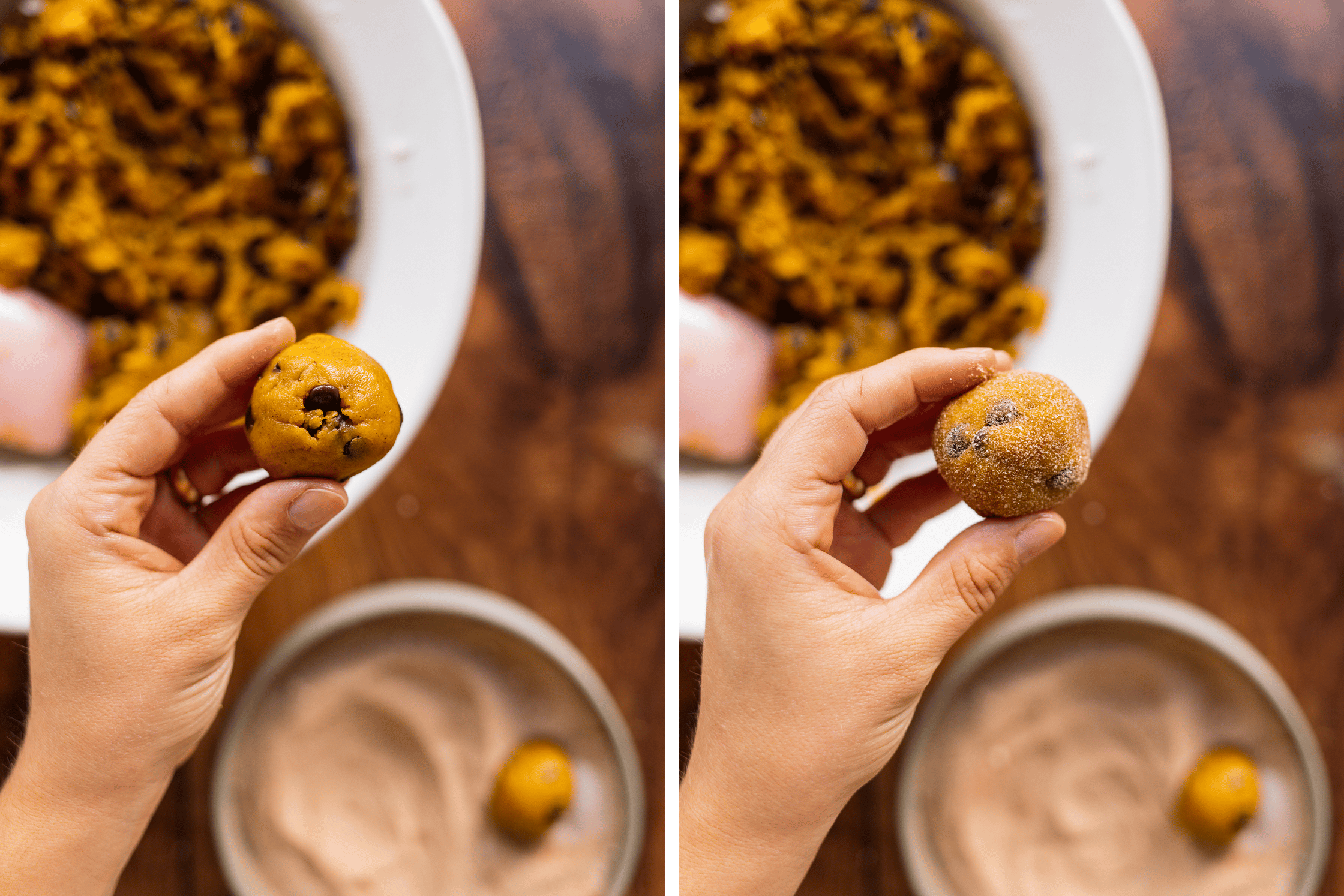 Snickerdoodles werden in Zucker und Zimt gewendet