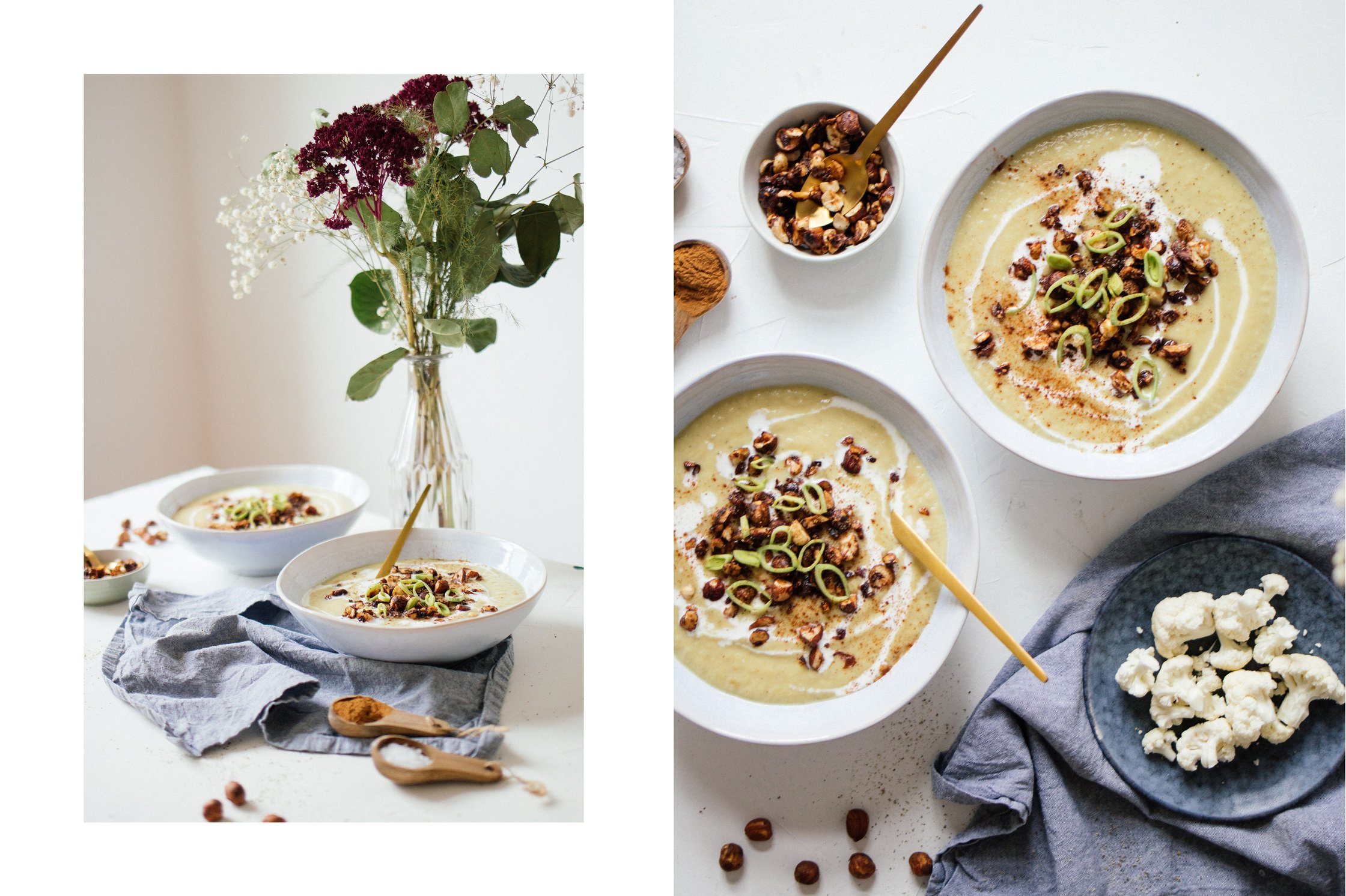 cauliflower soup with apple and cinnamon