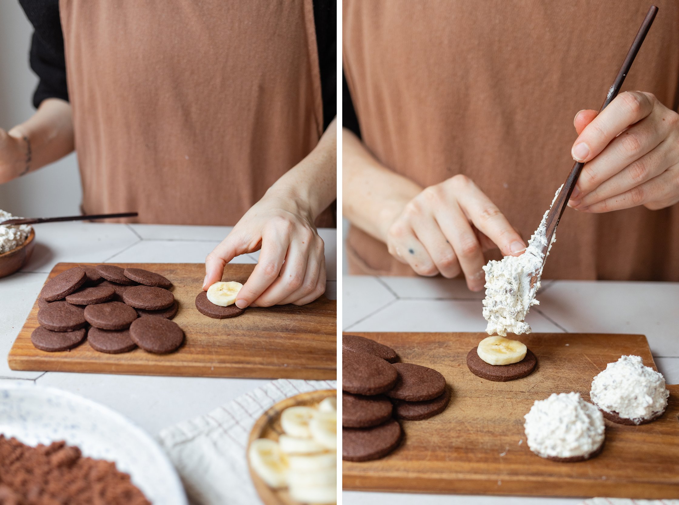 R990 Vegan Chocolate Cookies with Banana-Cream-Filling