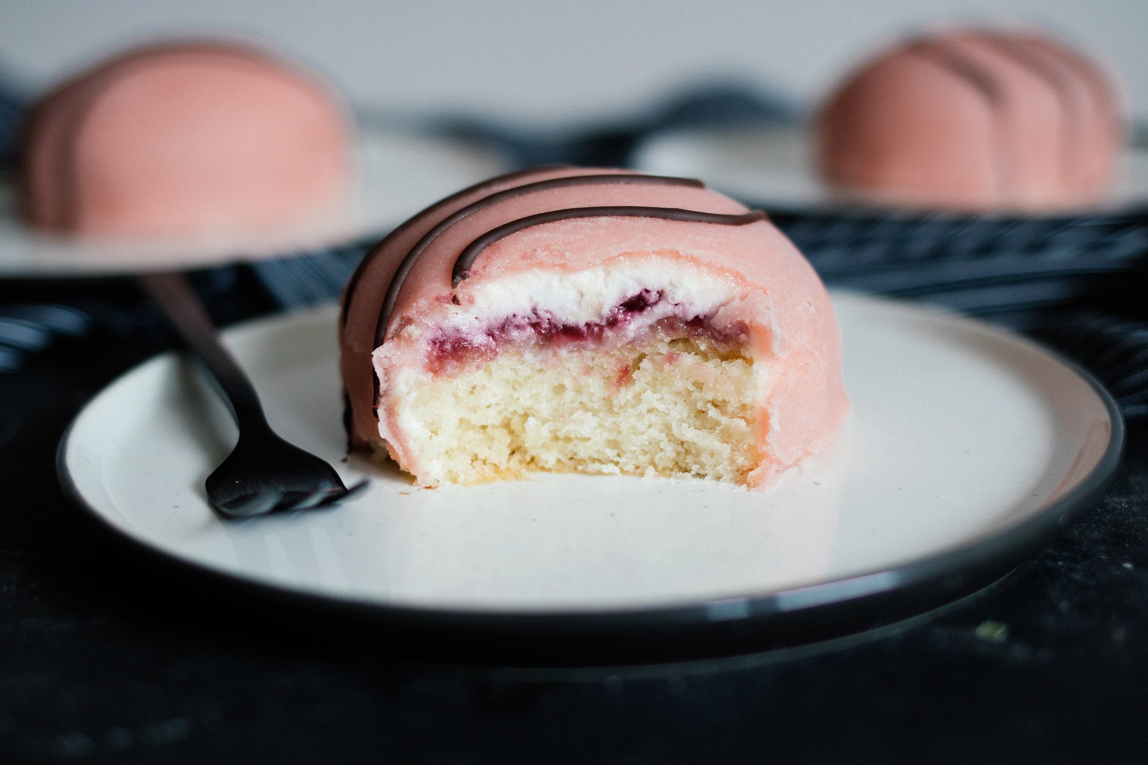 three small Swedish princess cakes