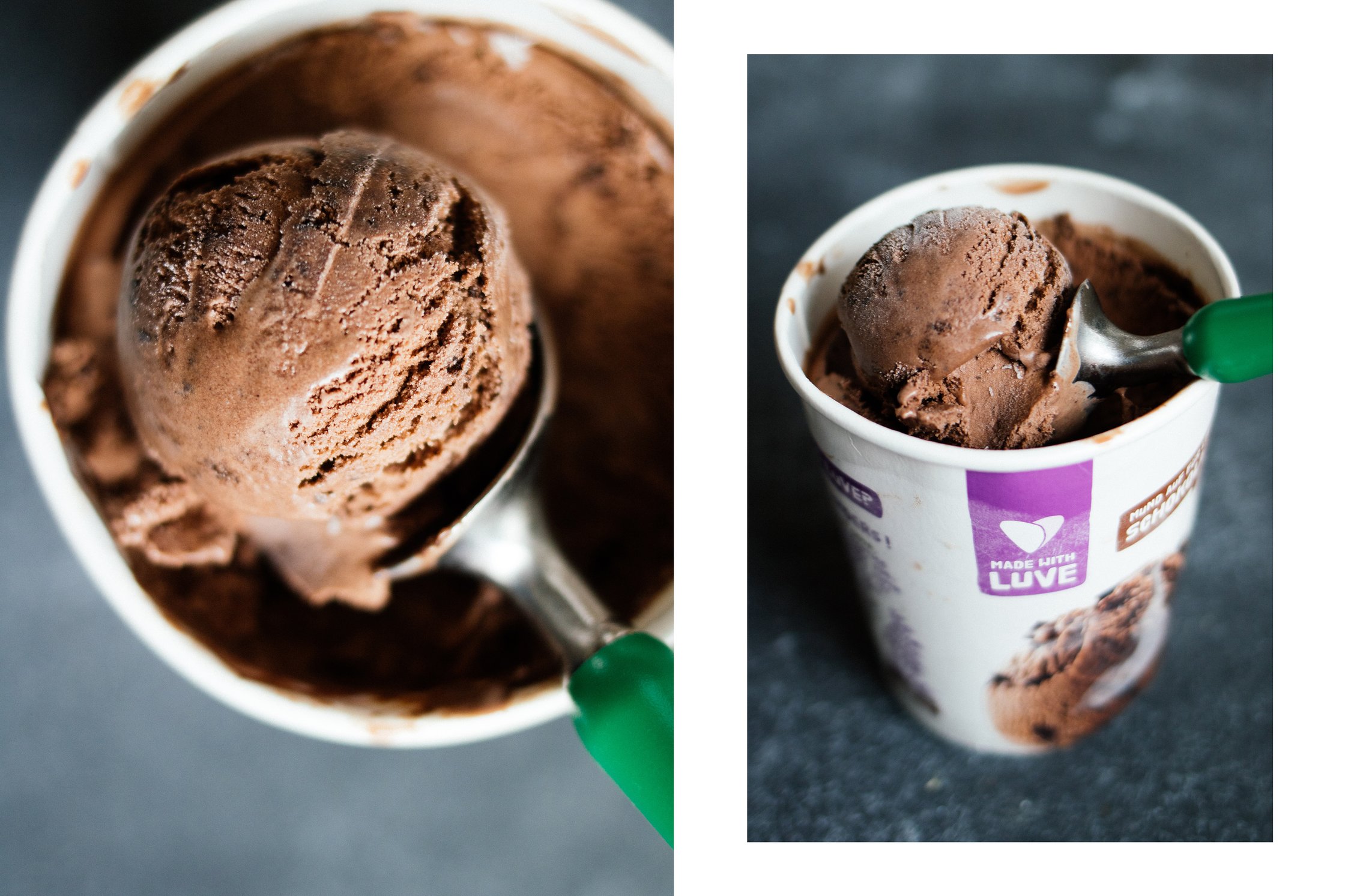 Veganer Brownie Sundae Eisbecher in zwei Gläsern