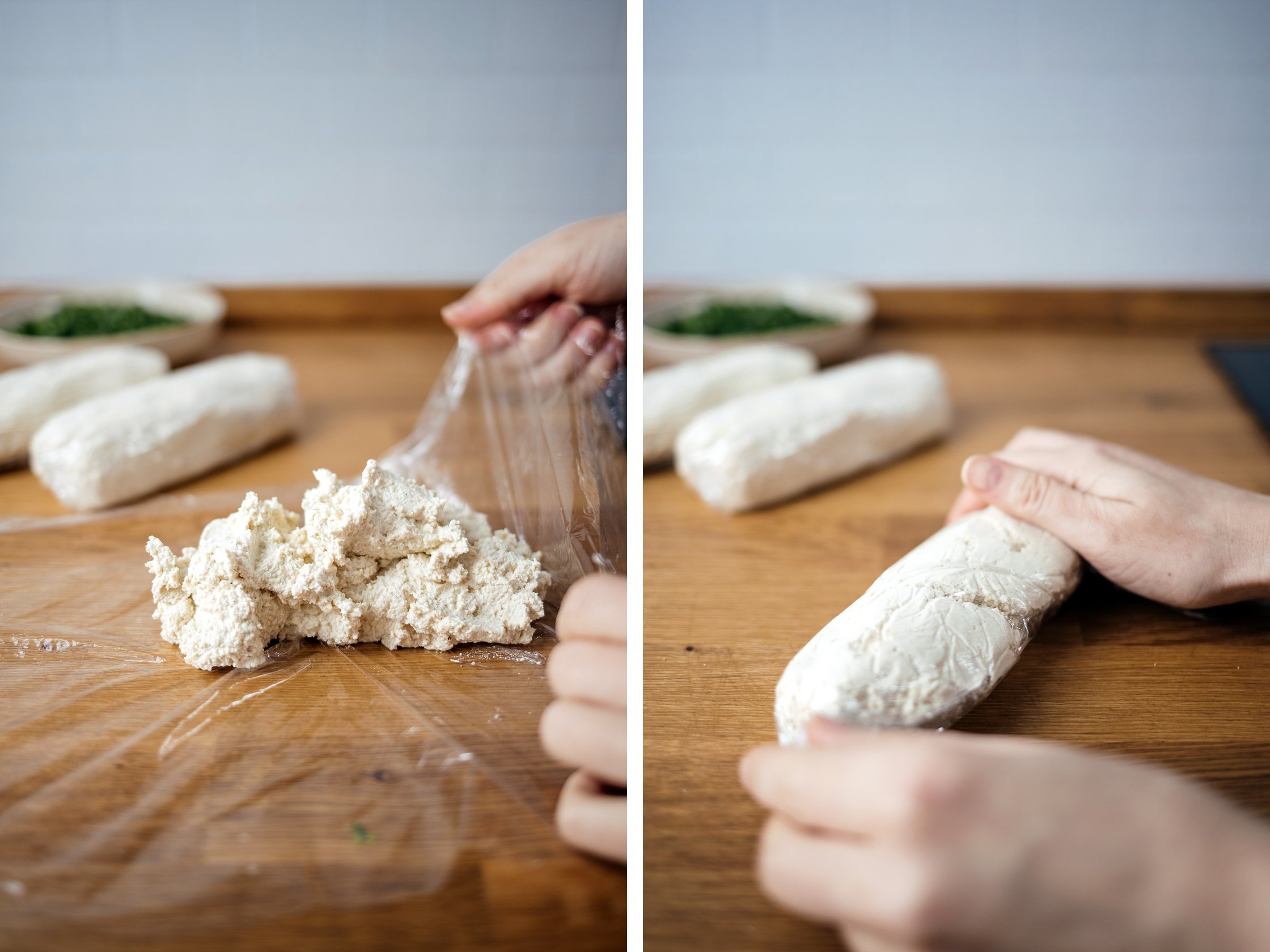 cashewmischung in frischhaltefolie rollen