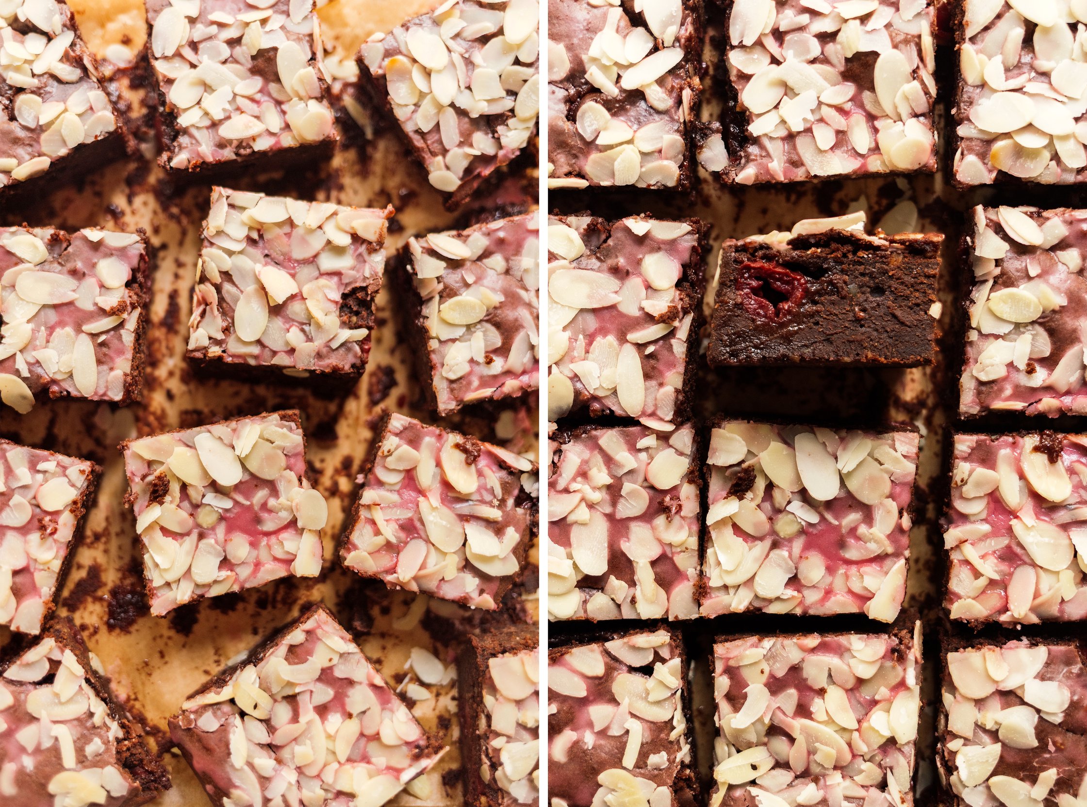 vegan cherry and almond brownies