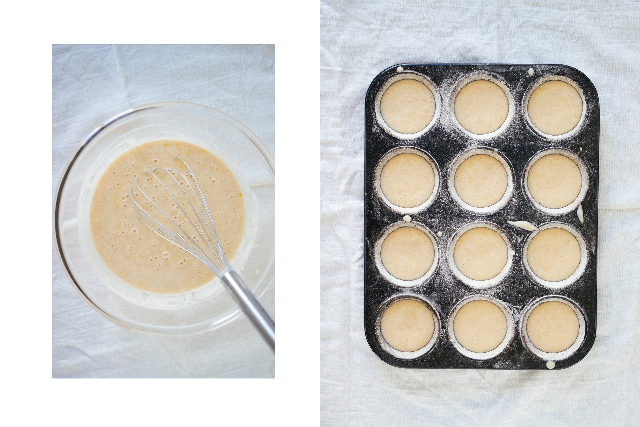 muffin dough in a muffin tin