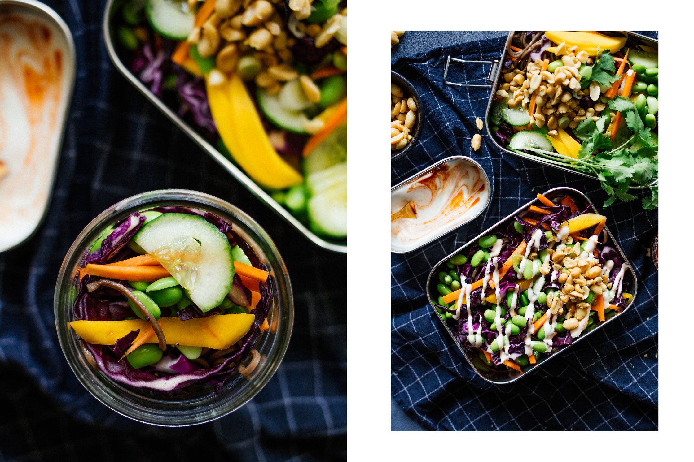 vegan thai salad in a to go container