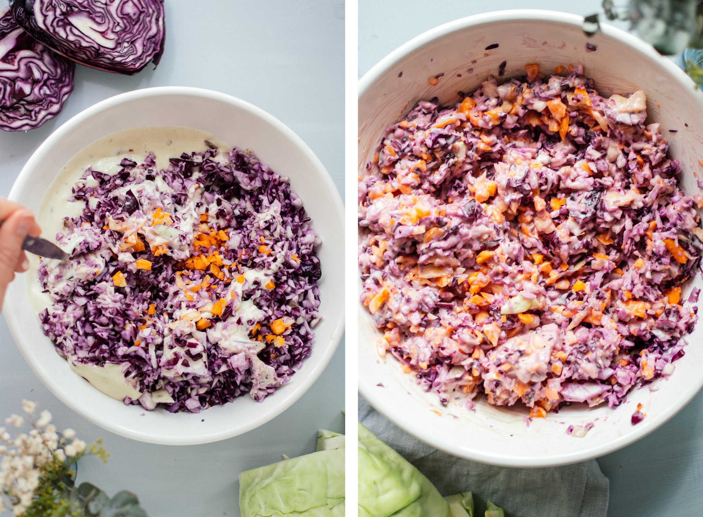 veganer coleslaw in einer schüssel