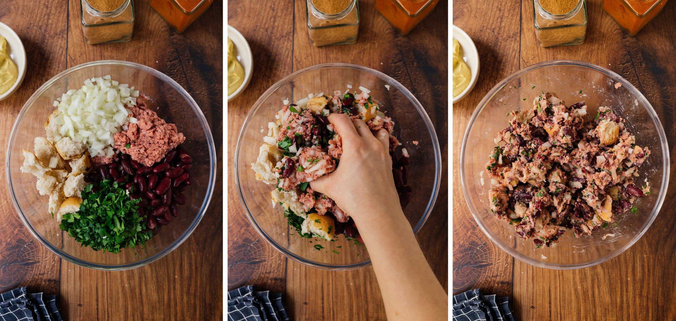 ingredients for vegan meatballs in a bowl