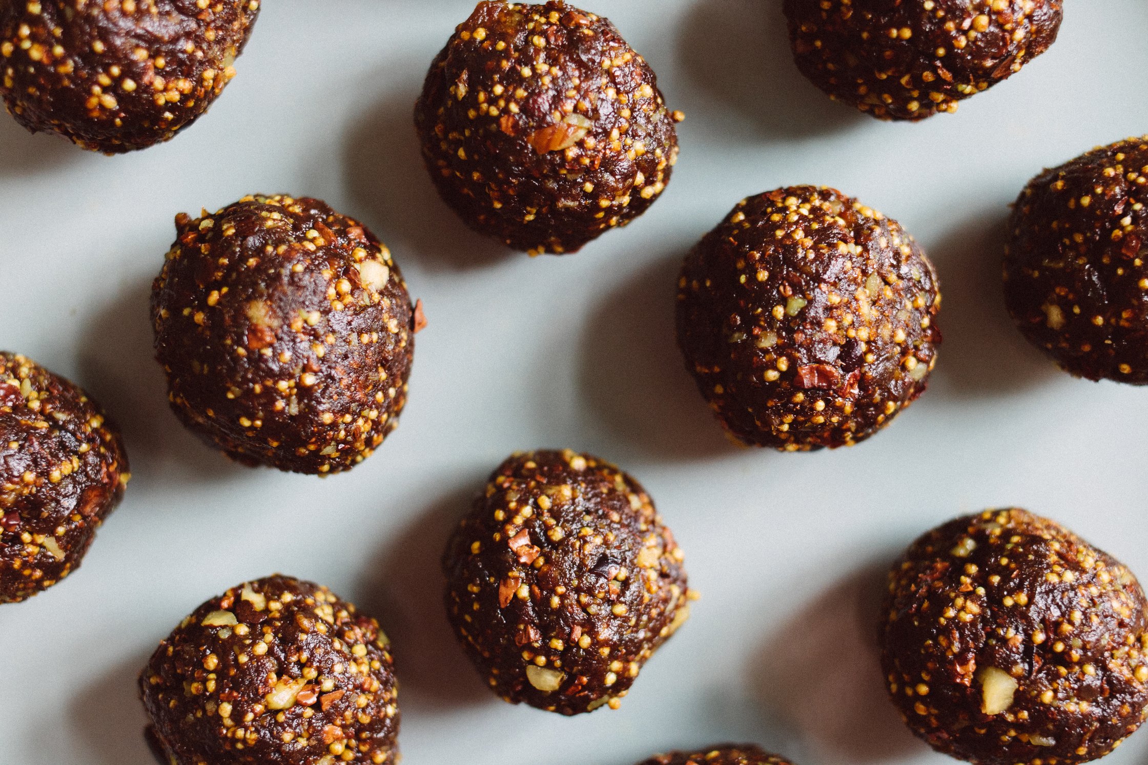 close up of energy balls