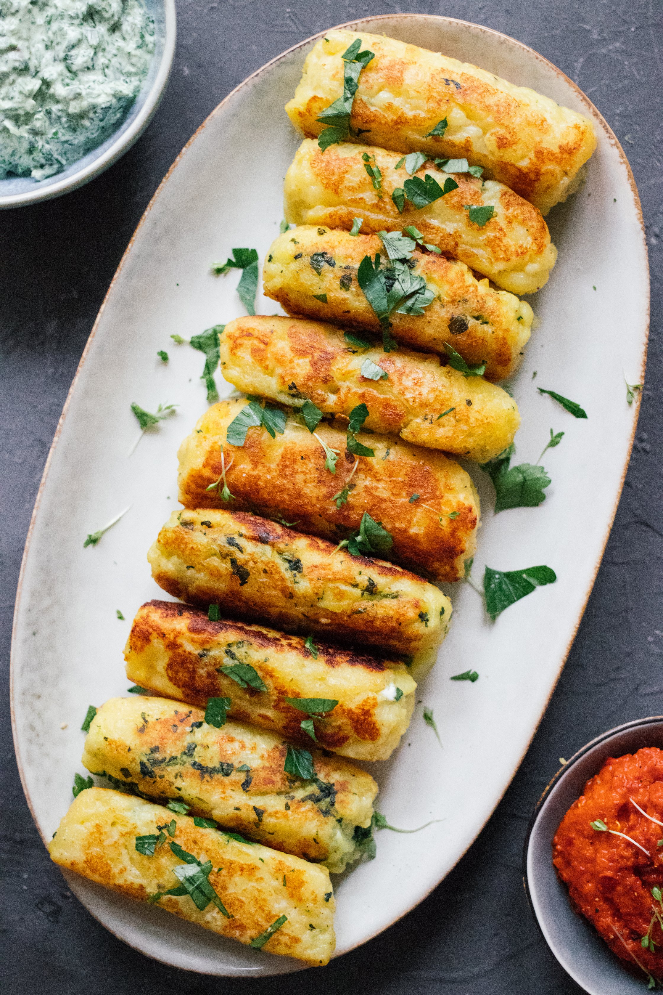 vegan potato cakes after frying