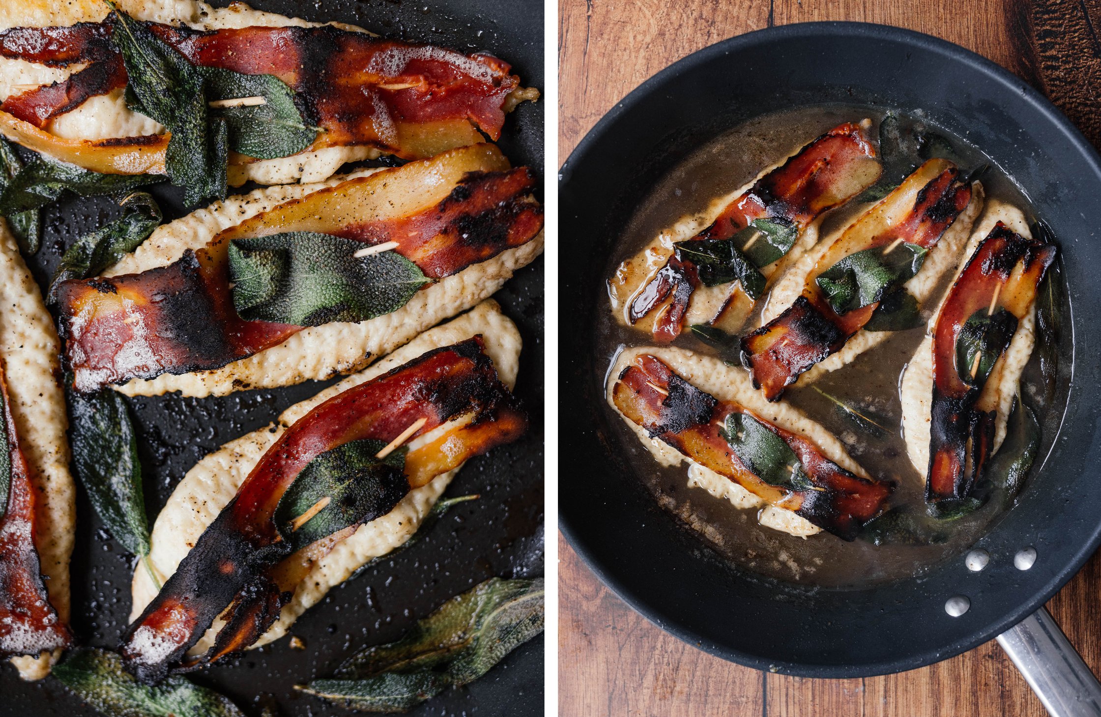 veganes Saltimbocca in der Pfanne mit Weißweinsoße