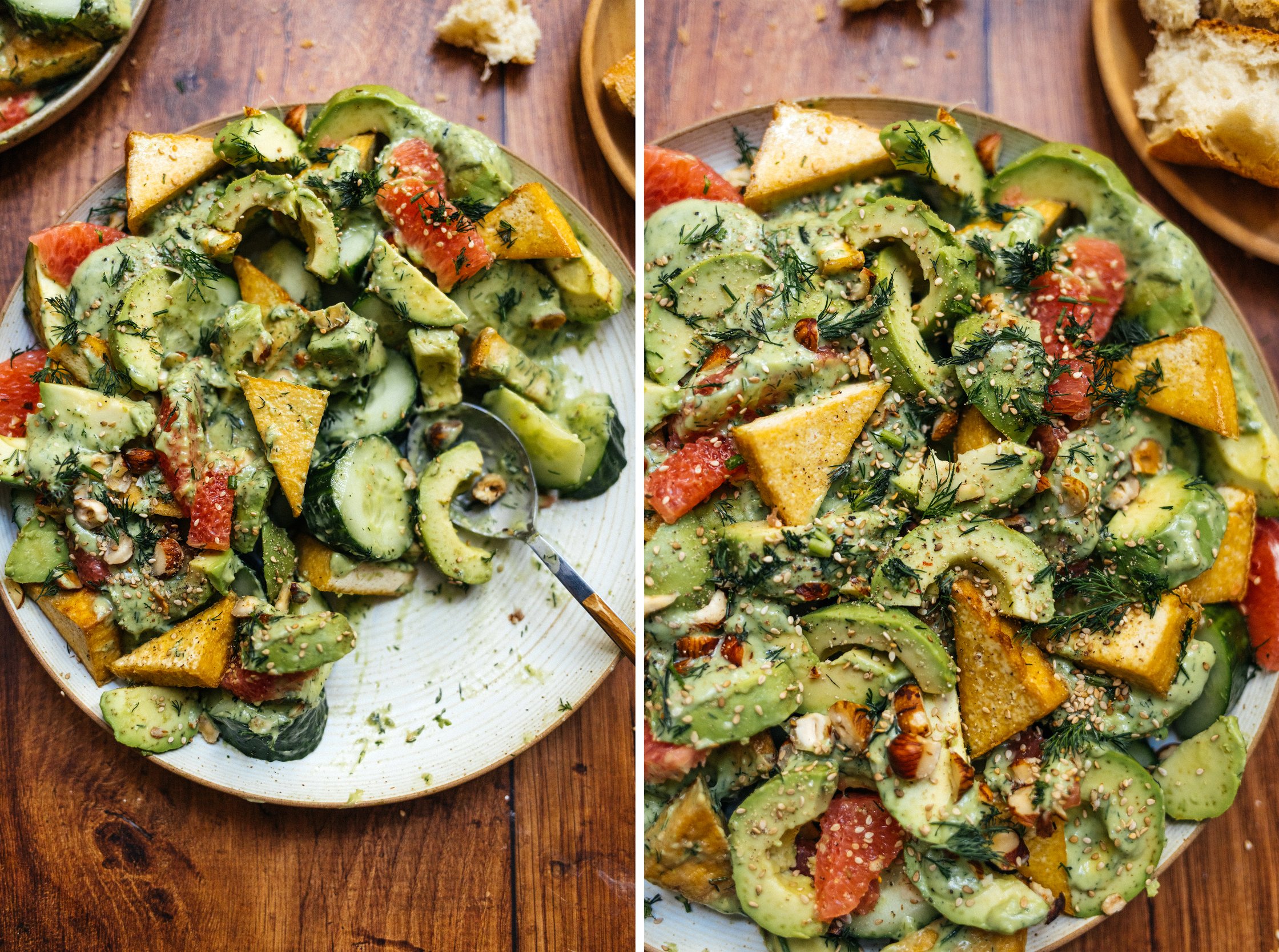 Avocado Cucumber Salad with Grapefruit and Tofu