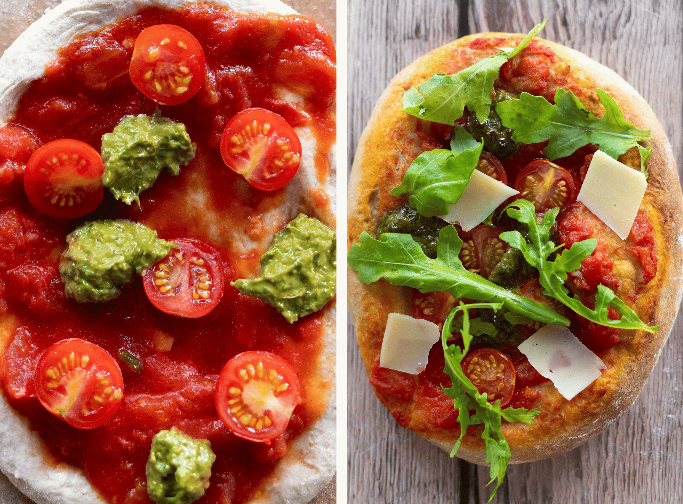 Vegane Pinsa mit Pesto.