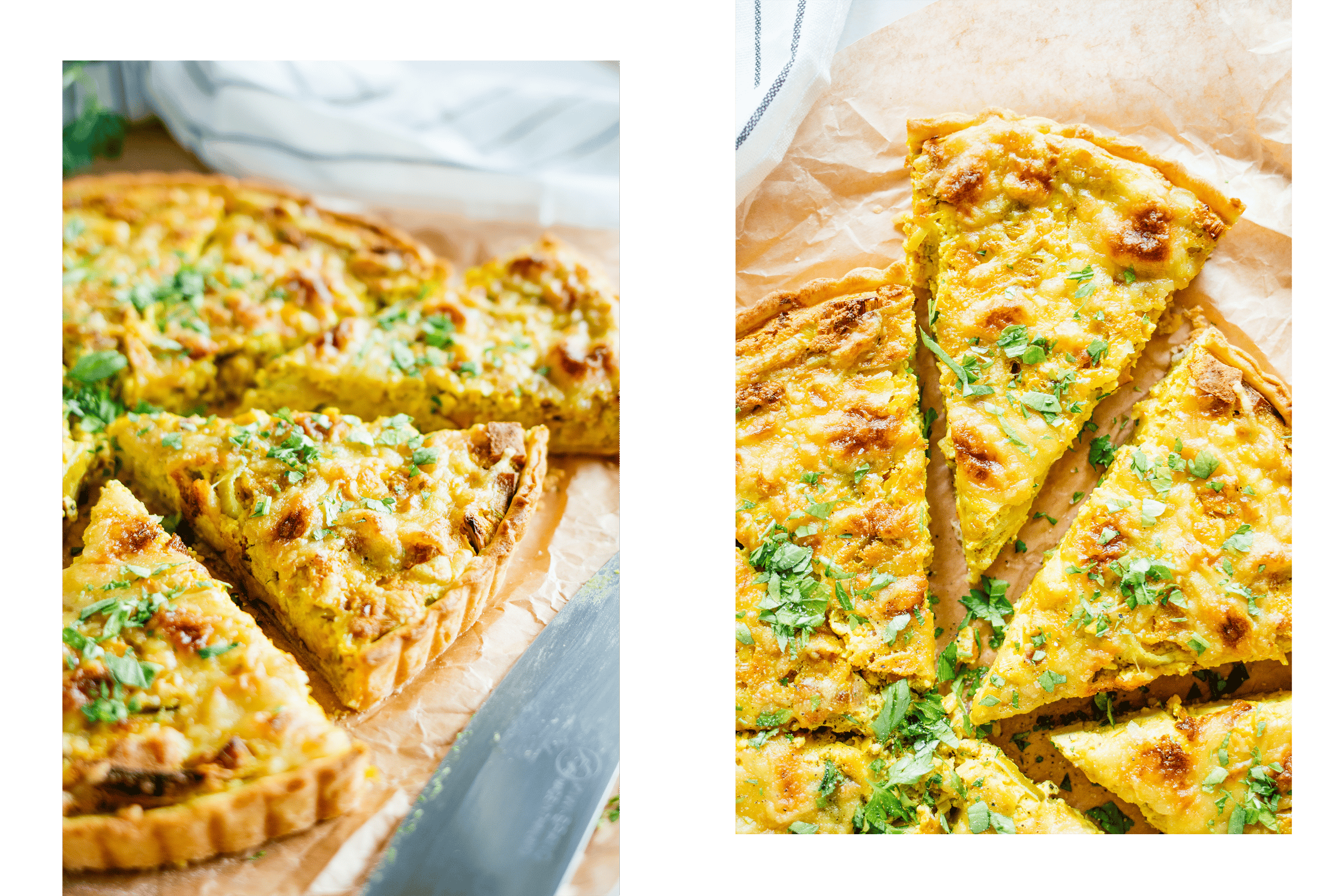 Mini Quiche is topped with parsley